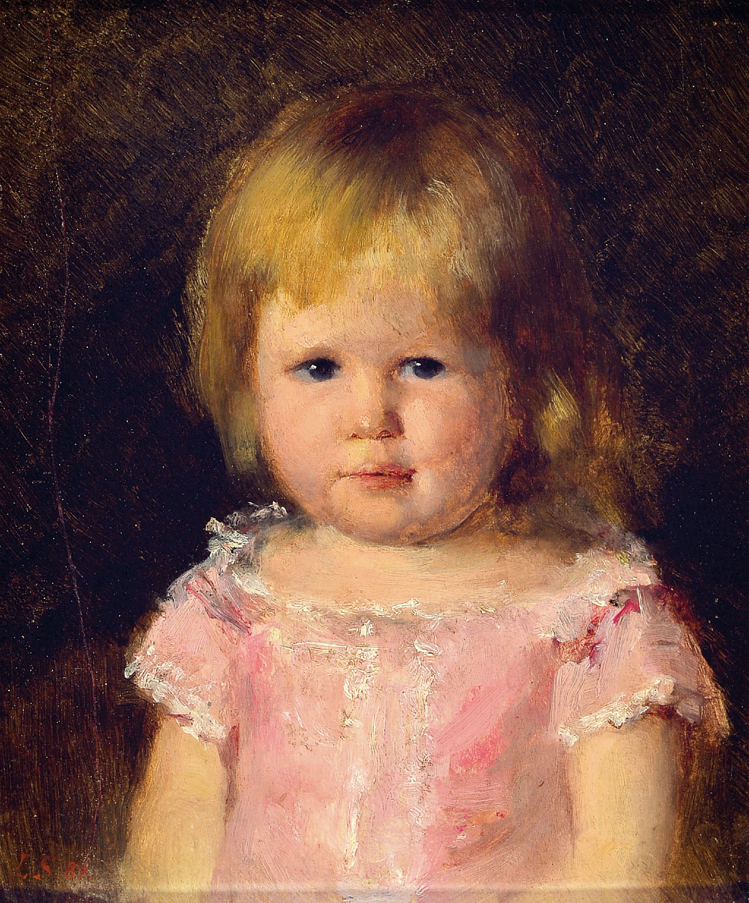 Louise Schmidt, Mädchenporträt, rückseitig bez. Agnes Kittel 24.II.80, gemalt von Louise Schmidt 1882, Öl/Mahagoniplatte, monogrammiert LS 82, ...