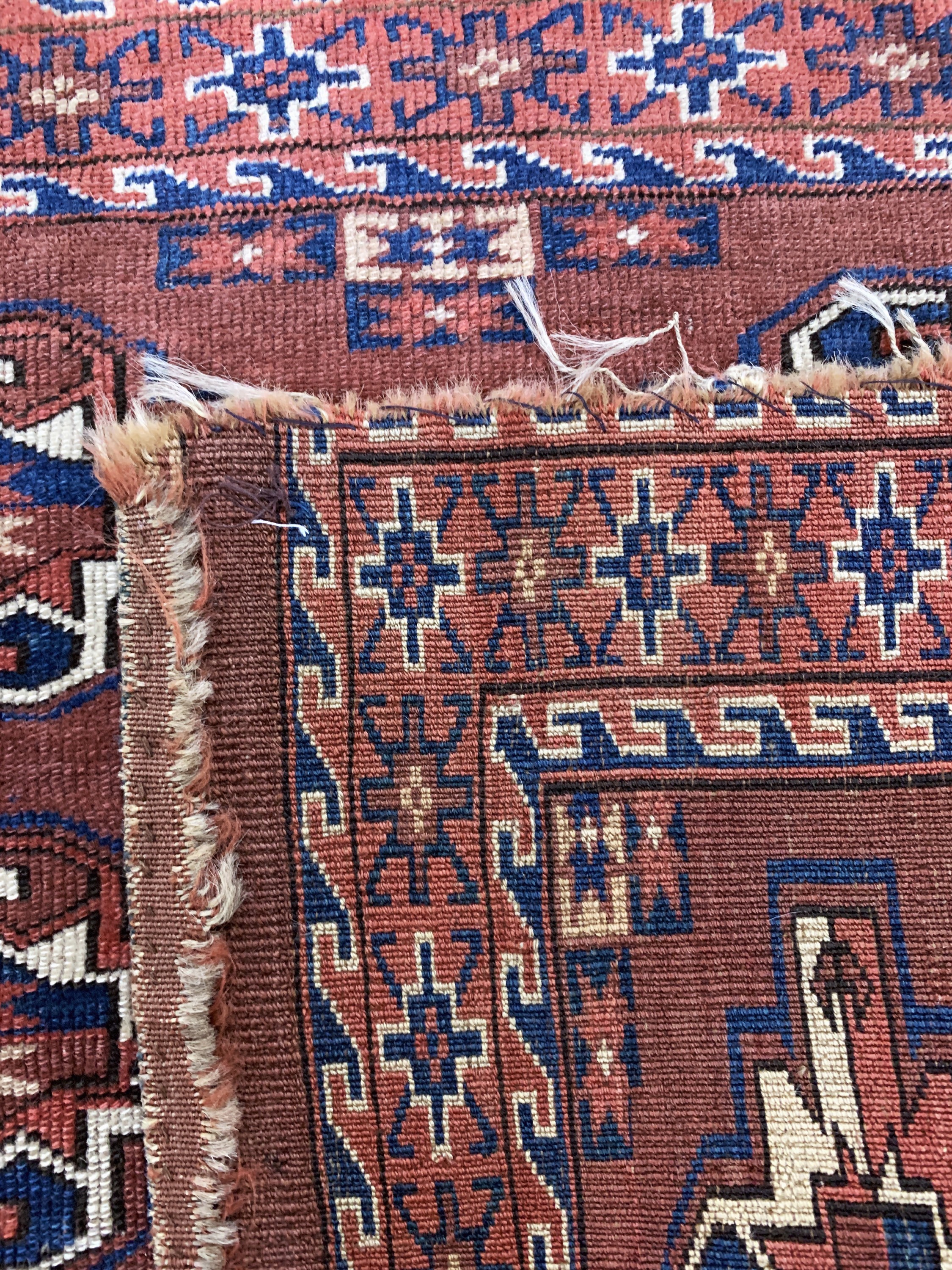 Detail d: Yomud"Tschowal"antik, Turkmenistan, 19.Jhd,Wolle auf Wolle, ca. 104 x 77 cm, EHZ: 4
