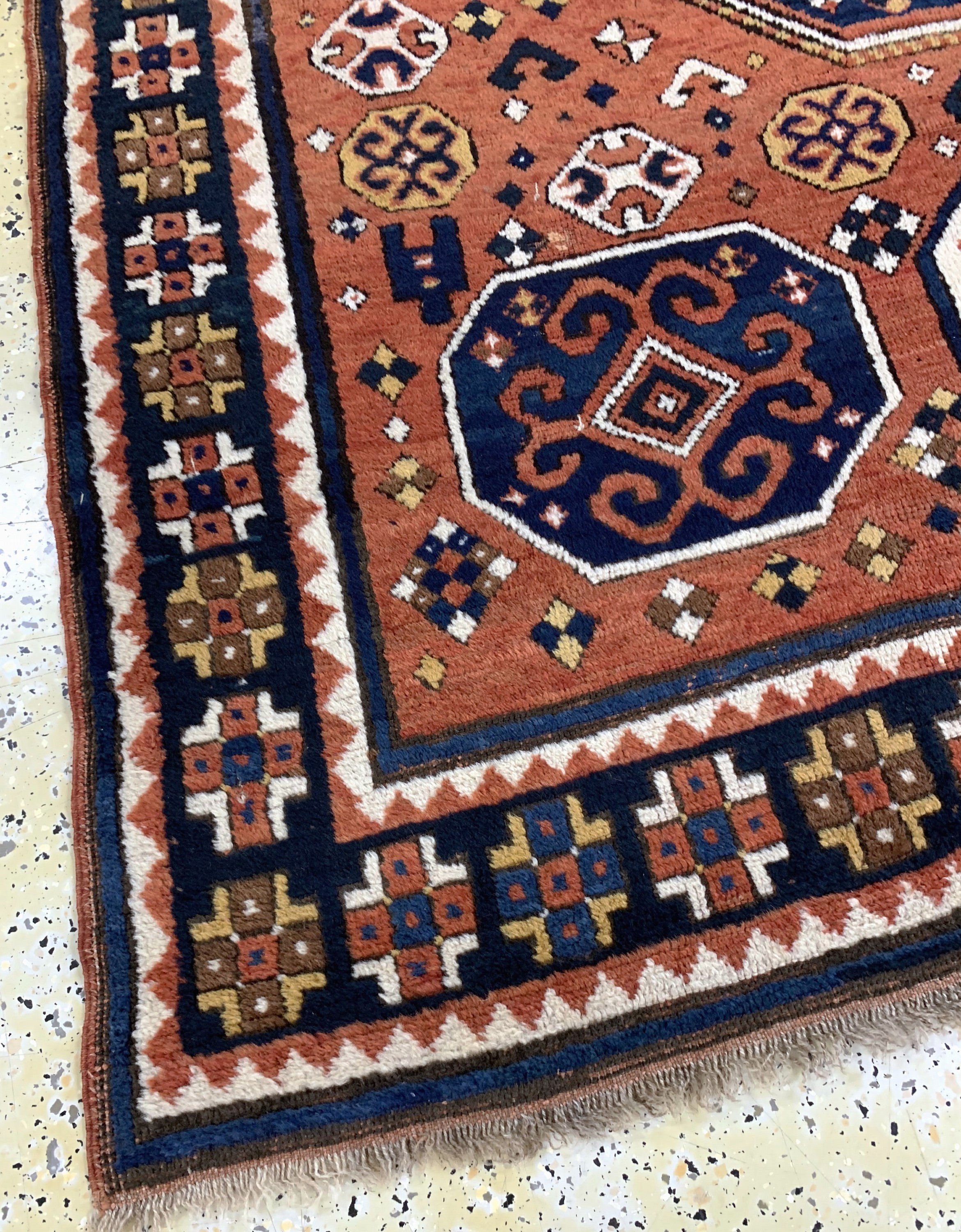 Detail g: "Karachoph"Kazak antik, Kaukasus, 19.Jhd, Wolle auf Wolle, ca. 202 x 160 cm, EHZ: 2-3(restauriert)