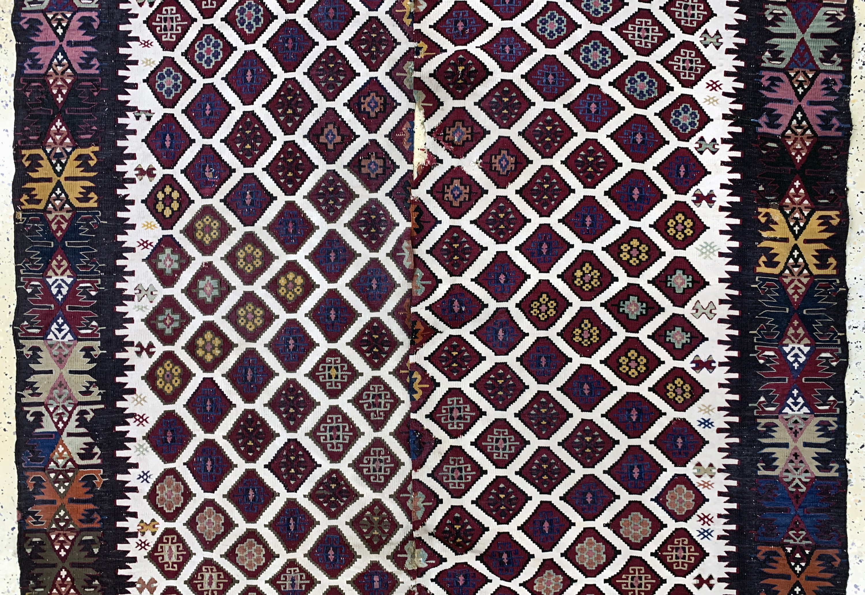 Detail b: "Reyhanli"Kelim antik(2 Bahnig), Türkei, 19.Jhd, Wolle auf Wolle, ca. 353 x 139 cm, EHZ: 3