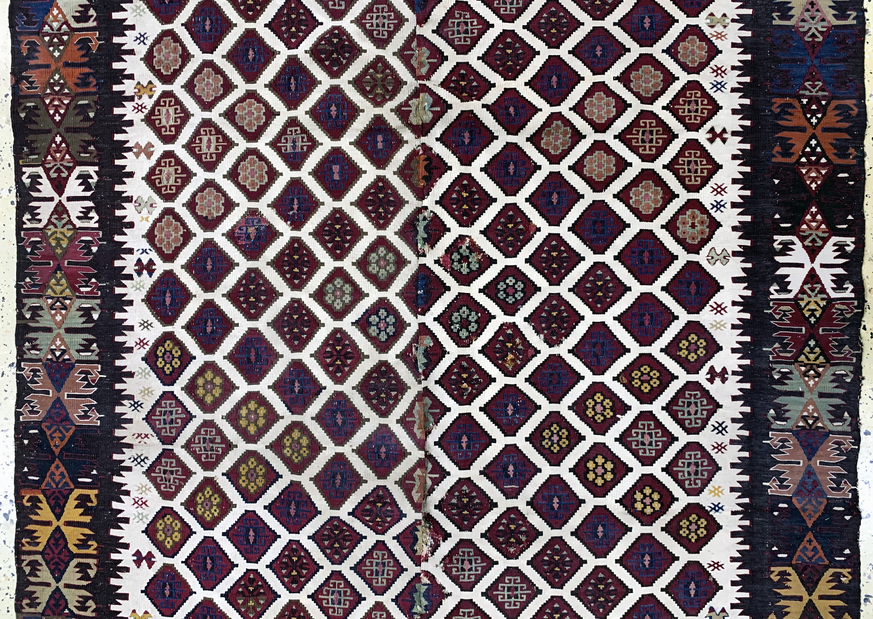 Detail c: "Reyhanli"Kelim antik(2 Bahnig), Türkei, 19.Jhd, Wolle auf Wolle, ca. 353 x 139 cm, EHZ: 3