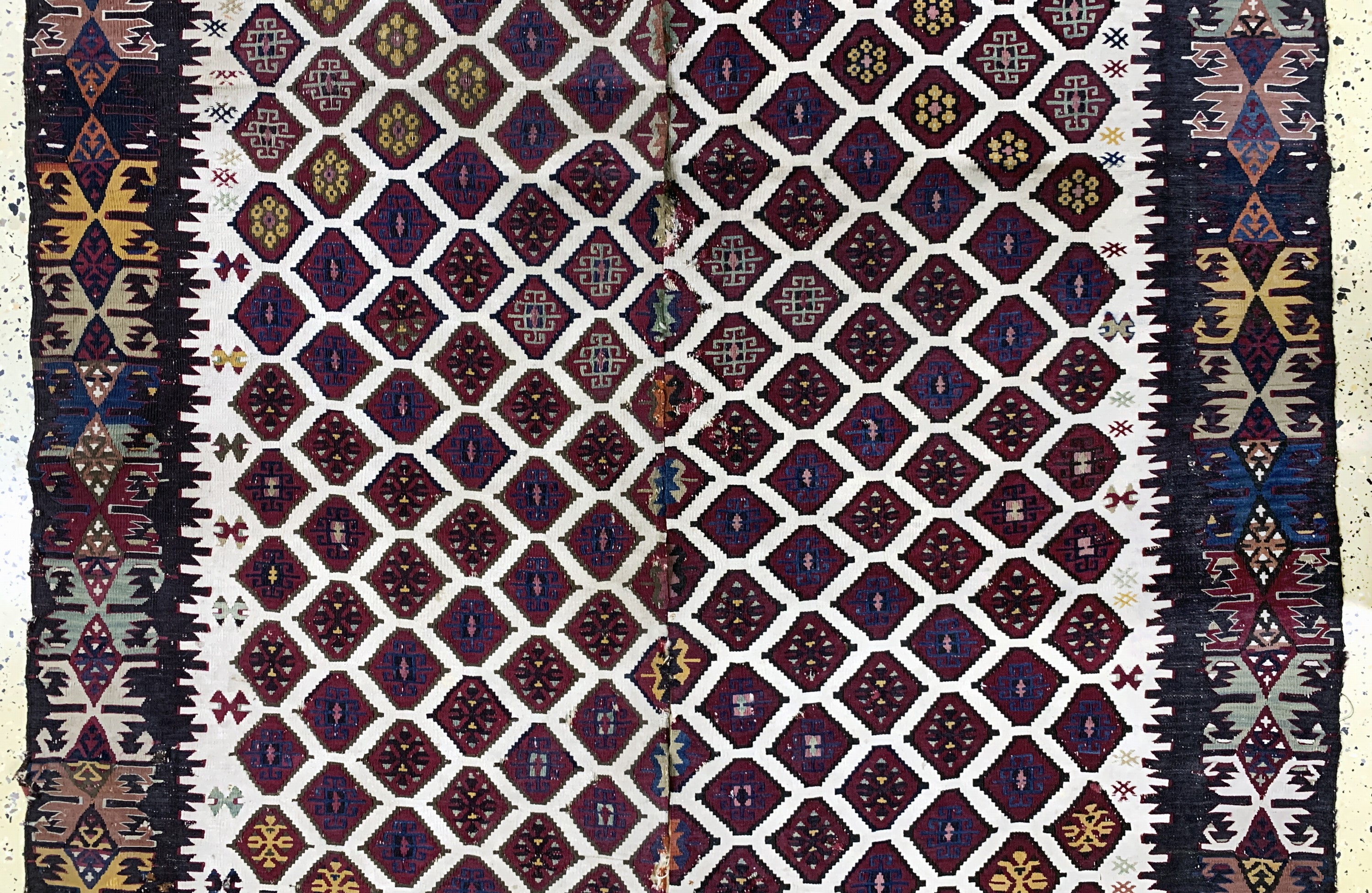 Detail d: "Reyhanli"Kelim antik(2 Bahnig), Türkei, 19.Jhd, Wolle auf Wolle, ca. 353 x 139 cm, EHZ: 3