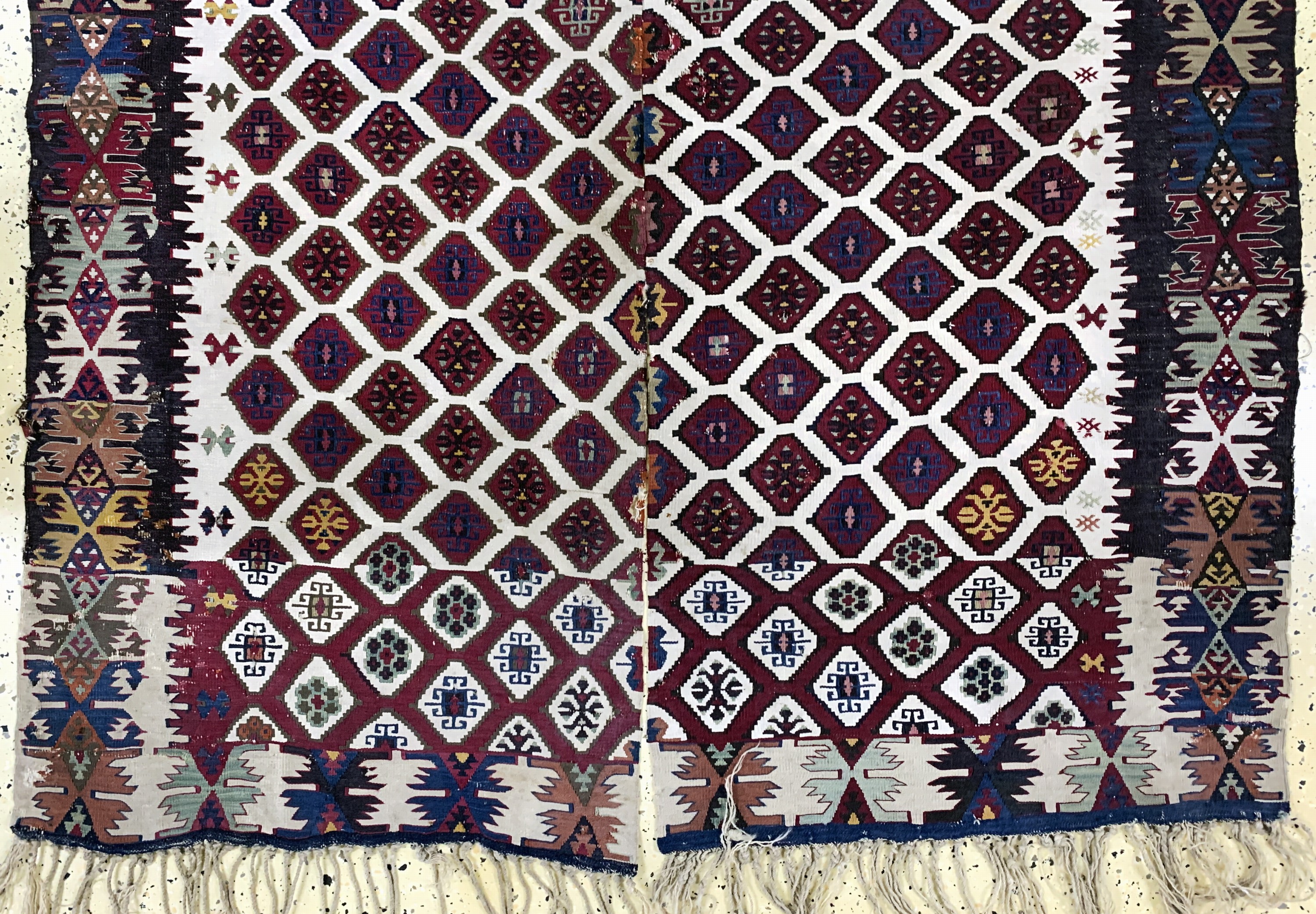 Detail e: "Reyhanli"Kelim antik(2 Bahnig), Türkei, 19.Jhd, Wolle auf Wolle, ca. 353 x 139 cm, EHZ: 3