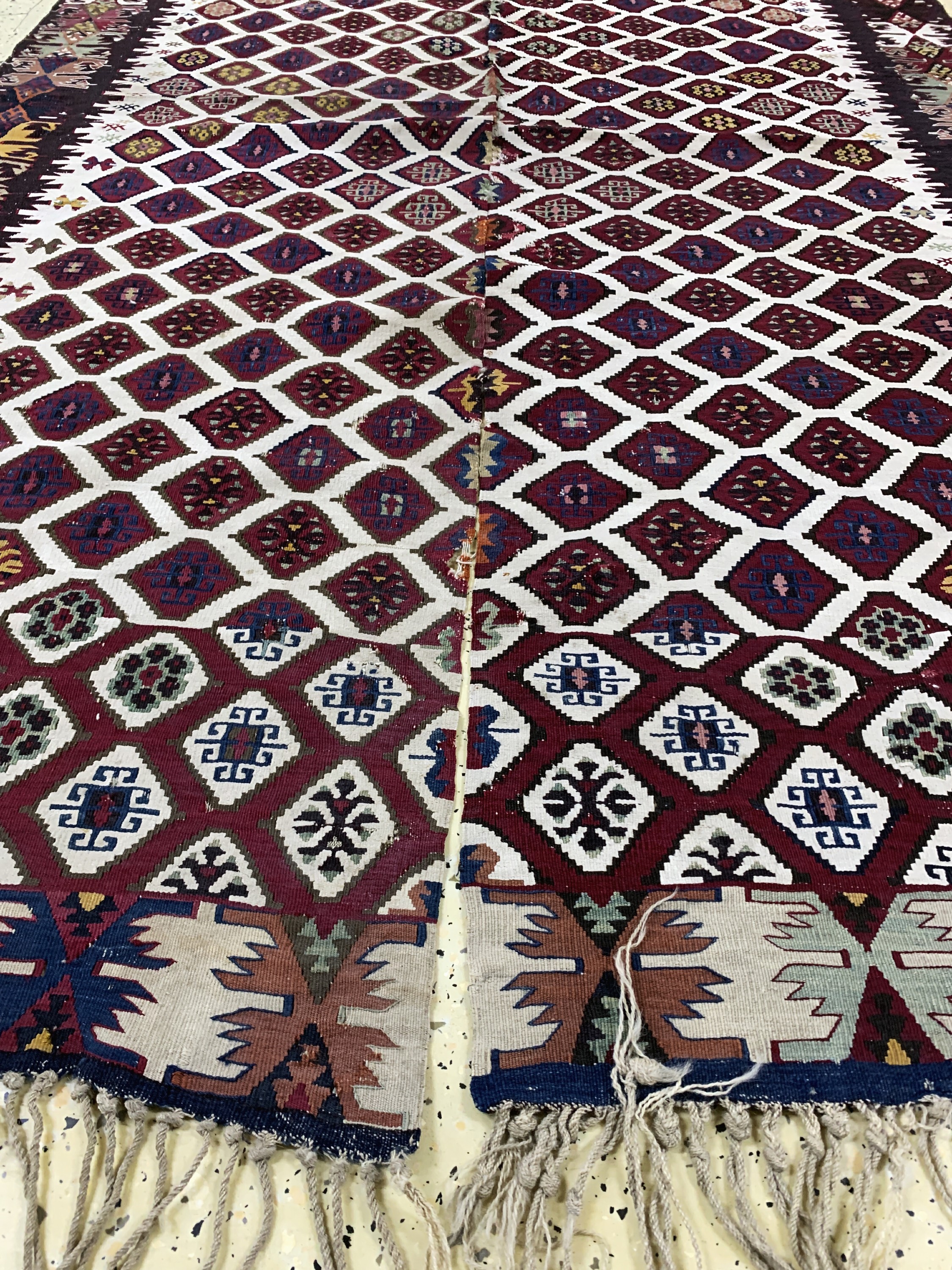 Detail g: "Reyhanli"Kelim antik(2 Bahnig), Türkei, 19.Jhd, Wolle auf Wolle, ca. 353 x 139 cm, EHZ: 3