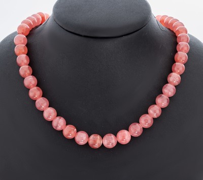 Image Rhodochrosit-Collier, rötliche Rhodochrosit-Kugeln, D. ca. 9.5 mm, Schließe Metall, ...