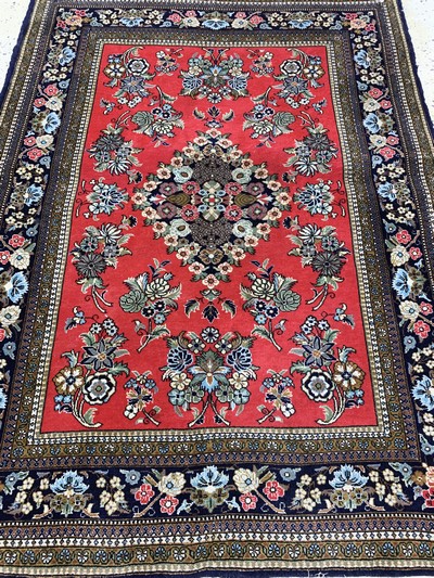 27018017c - Ghom Kork, Persien, Ende 20.Jhd, Korkwolle auf Baumwolle, ca. 147 x 109 cm, EHZ: 2 ...