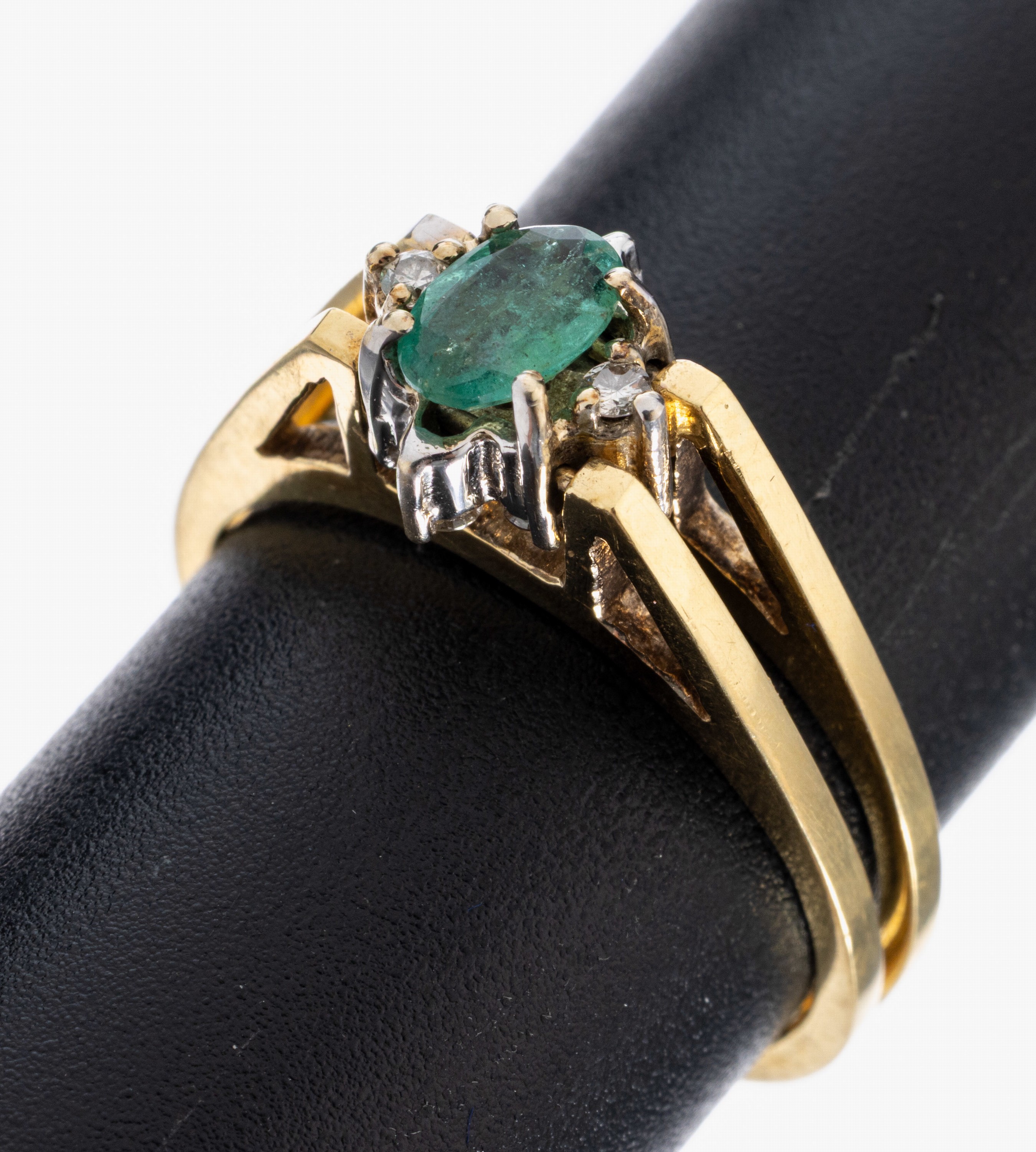 Image 27018369 - 18 kt Gold Smaragd-Diamant-Wendering, GG 750/000, außergewöhnliche Gestaltung, ...