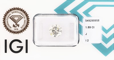 Image Loser Brillant 1.89 ct l. get. Weiß (J)/p 2, eingeschweißt, IGI Diamond Report 10/2022