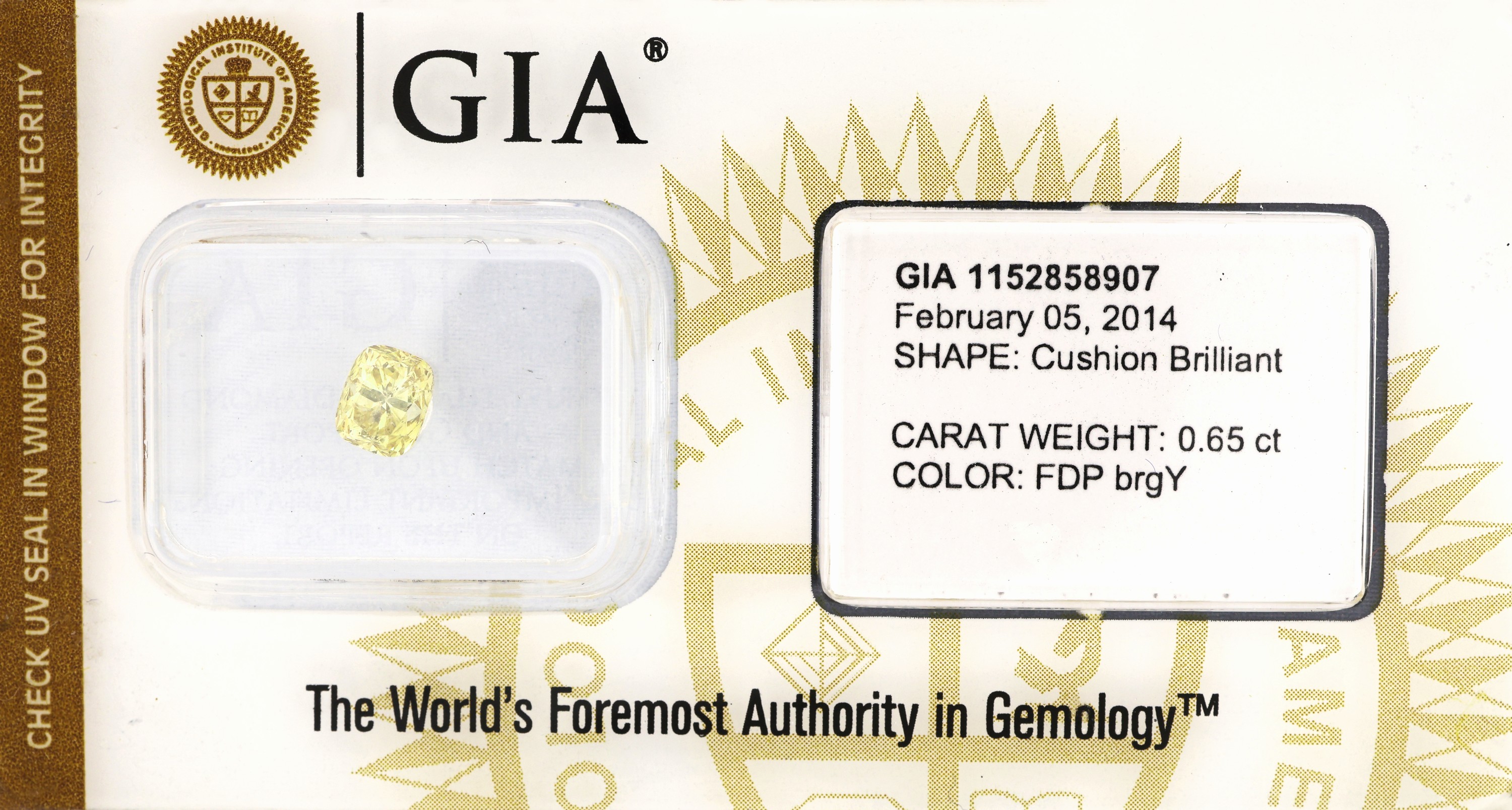 Image 27018731 - Loser Diamant im Kissenschliff 0.65 ct naturalfancy deep brownish greenish yellow, einge- ...