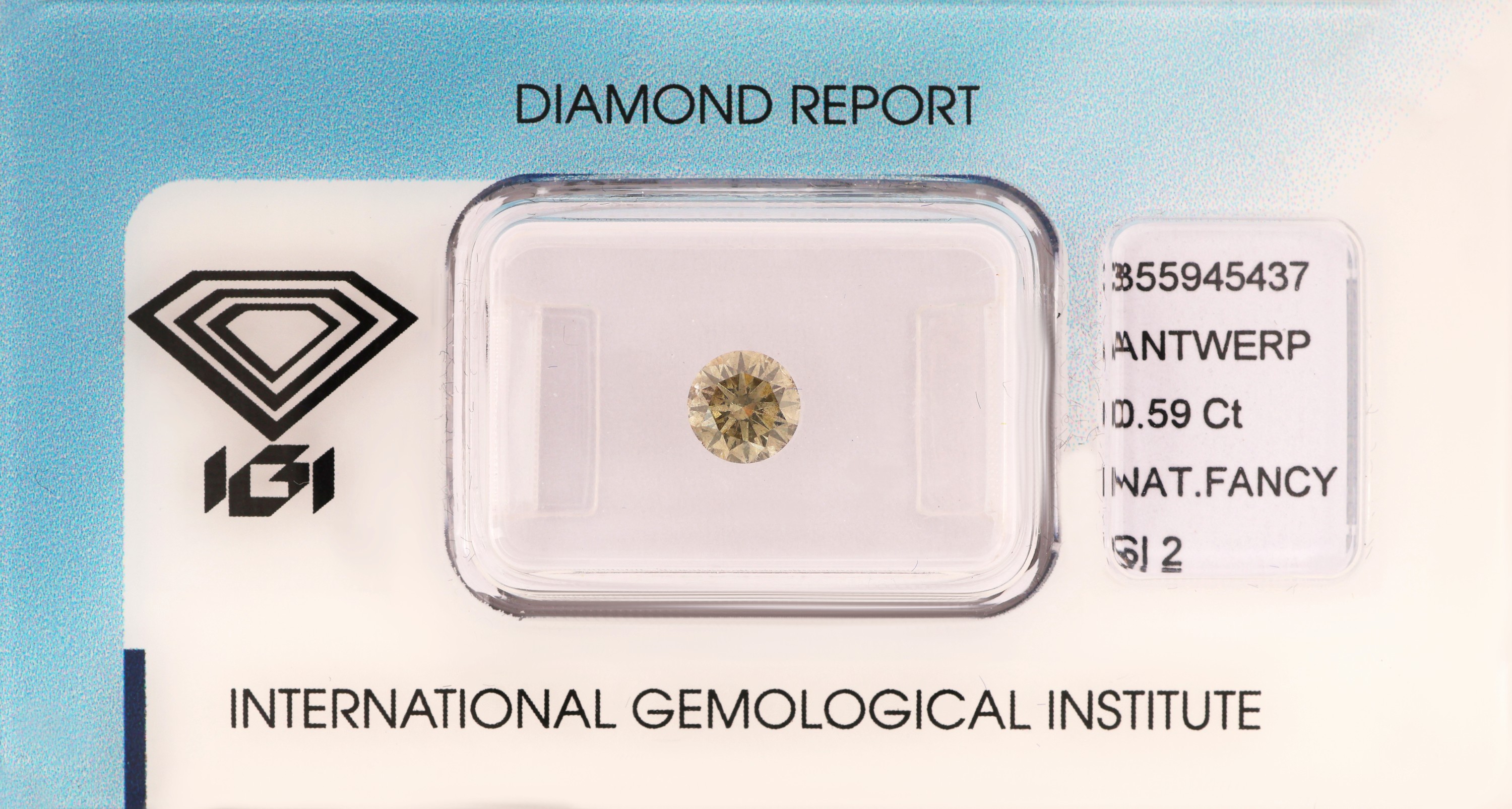 Image 27018734 - Loser Brillant 0.59 ct natural fancy greyish yellow/si 2, eingeschweißt, IGI Diamond ...
