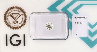 Image Loose brilliant 0.81 ct Top Crystal (I)/p 1, sealed, IGI Diamond Report 05/2024