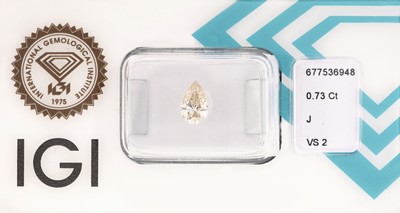 Image Loose diamond 0.73 ct Crystal (J) /vs 2 , bevelled pear, sealed, IGI-Report 02/2025