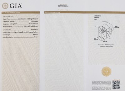 27018730a - Loses Diamant Herz 0.51 ct natural fancy deep brownish orangy yellow, eingeschweißt, GIA ...