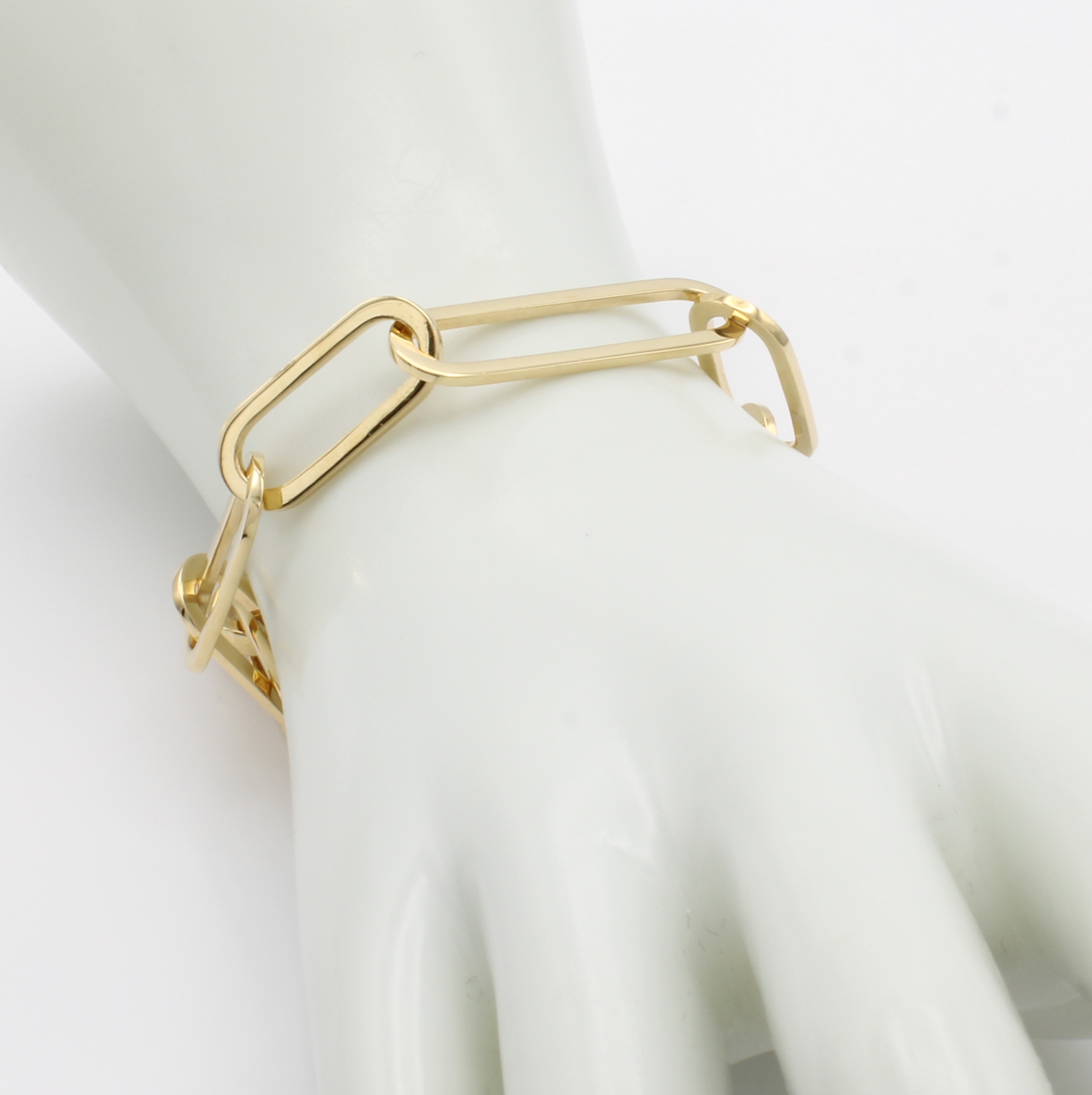 Image 27018835 - Gliederarmband, GG 750/000, ovale, kantige Glieder, integrierte Schließe, L. ca. 21 cm