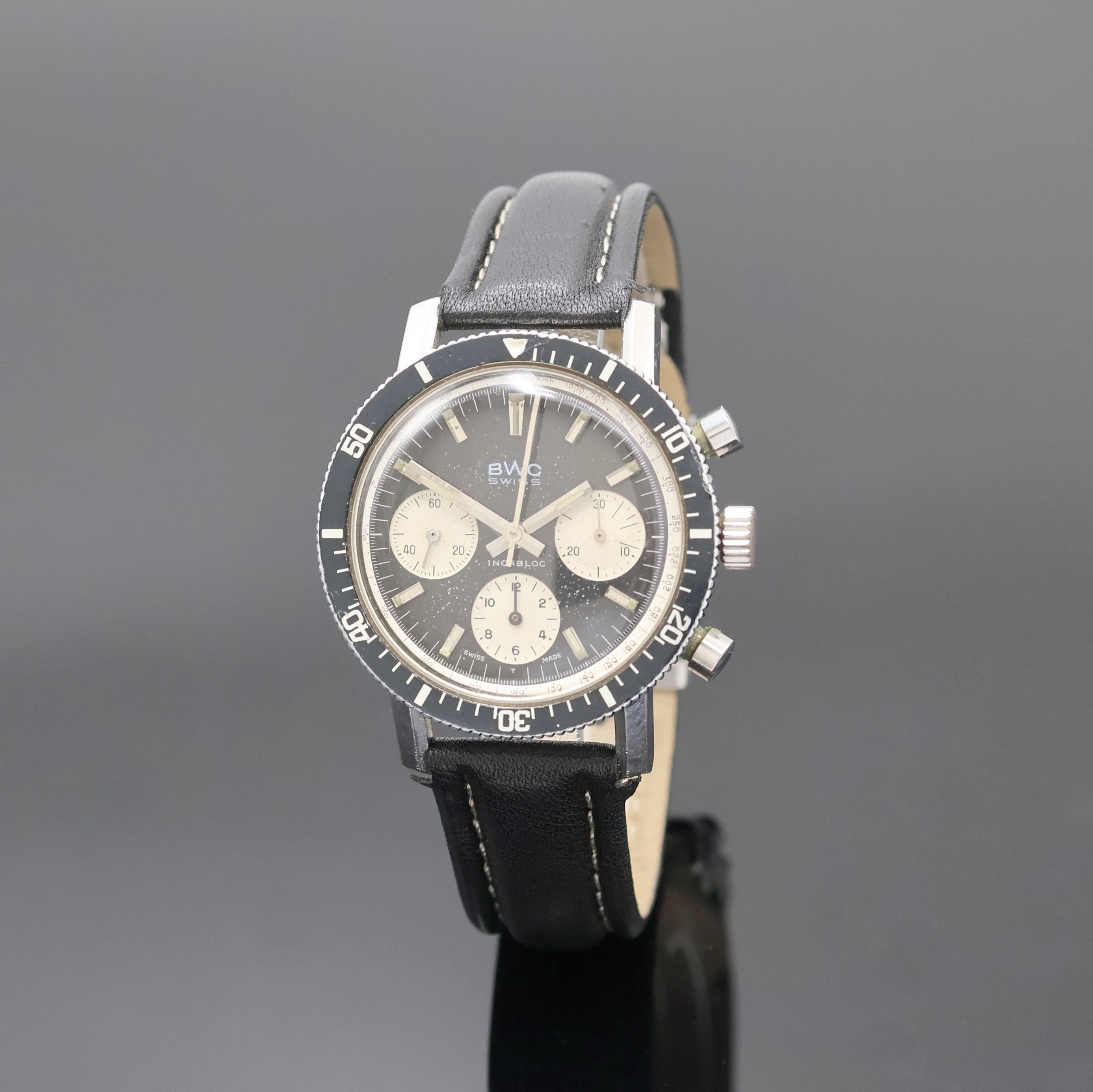 Image 27018871 - BWC Armbandchronograph in Stahl Referenz 993000, Schweiz um 1975, Handaufzug, Boden ...