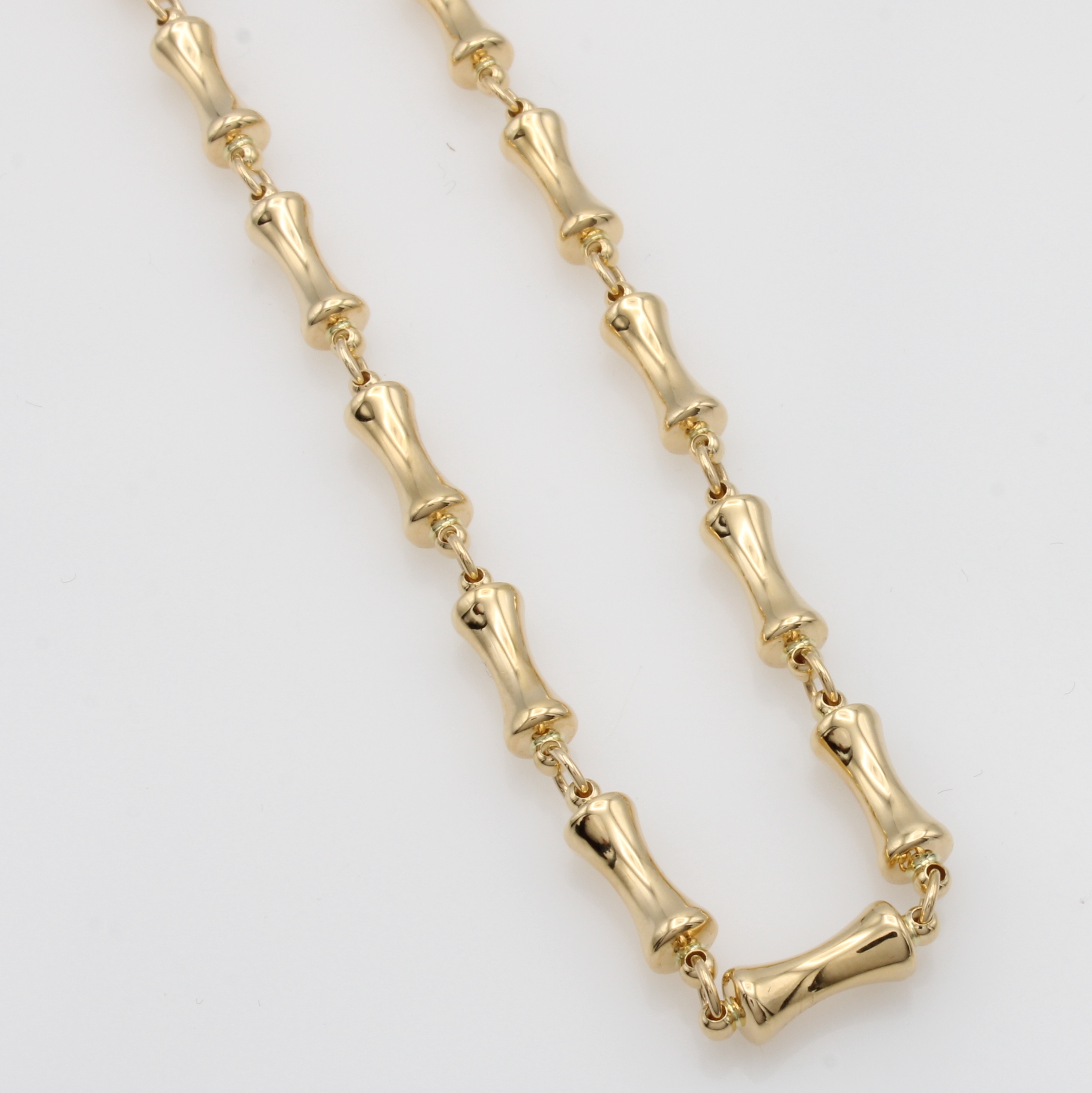 Image 27018897 - Gliedercollier, GG 750/000, Glieder in konkaver Säulenform, Karabinerschl., L. ca. 43.5 ...