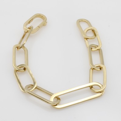 27018835a - Gliederarmband, GG 750/000, ovale, kantige Glieder, integrierte Schließe, L. ca. 21 cm