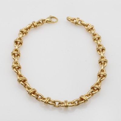 27018867a - Gliederarmband, GG 750/000, ovale Glieder m. doppelten Ösen umgeben, Karabinerschl., L. ...