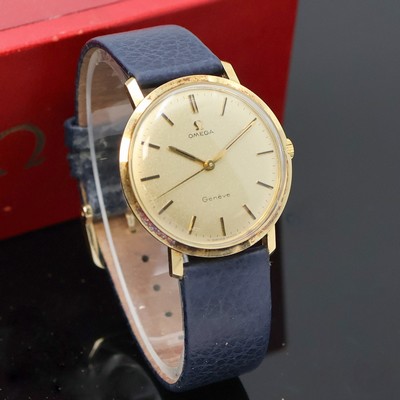 27018884b - OMEGA Geneve Armbanduhr in GG 585/000 Referenz 1317021, Schweiz um 1969, Handaufzug, 3- ...