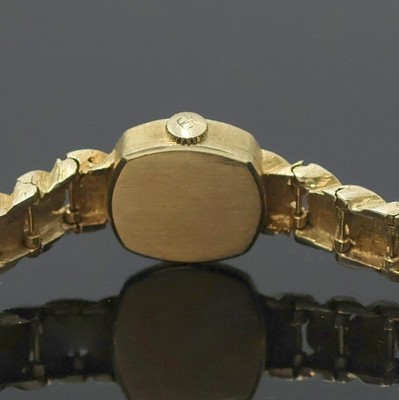 27018885e - TISSOT Damenarmbanduhr in GG 585/000, Schweiz um 1970, Handaufzug, 2-teil. viereckiges ...