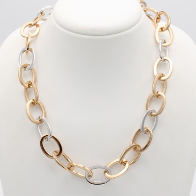 27018891a - Gliederkette, RG/WG 750/000, ovale Glieder, Brill. in integrierter Schließe ca. 0.03 ct ...