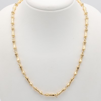 27018897a - Gliedercollier, GG 750/000, Glieder in konkaver Säulenform, Karabinerschl., L. ca. 43.5 ...