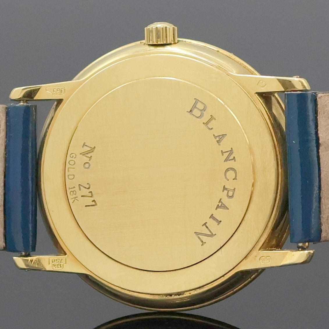 Detail f: BLANCPAIN hochfeine Herrenarmbanduhr Serie Villeret in GG 750/000, Automatik, Schweiz um 1998, 3-teil. Goldgeh. inkl. Lederband m. orig. GG 750/000 ...