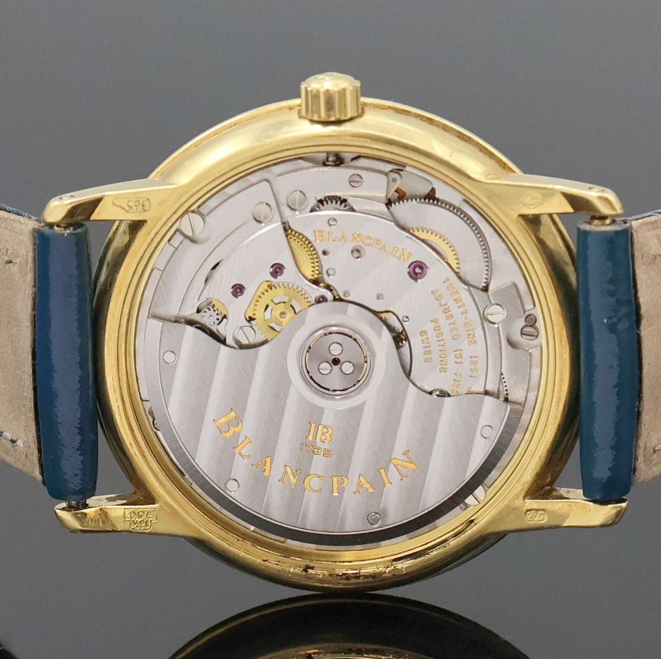 Detail g: BLANCPAIN hochfeine Herrenarmbanduhr Serie Villeret in GG 750/000, Automatik, Schweiz um 1998, 3-teil. Goldgeh. inkl. Lederband m. orig. GG 750/000 ...