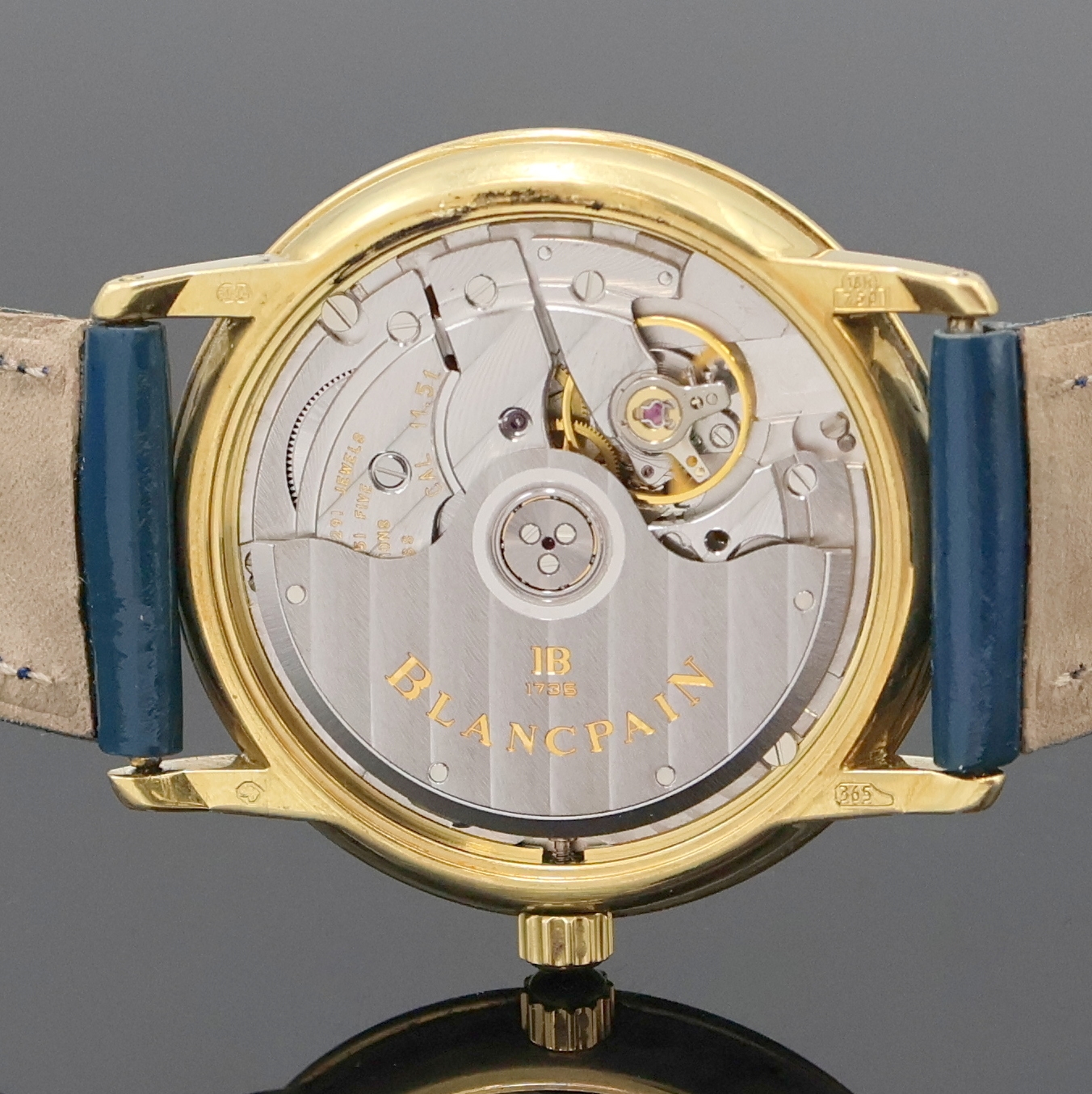 Detail h: BLANCPAIN hochfeine Herrenarmbanduhr Serie Villeret in GG 750/000, Automatik, Schweiz um 1998, 3-teil. Goldgeh. inkl. Lederband m. orig. GG 750/000 ...