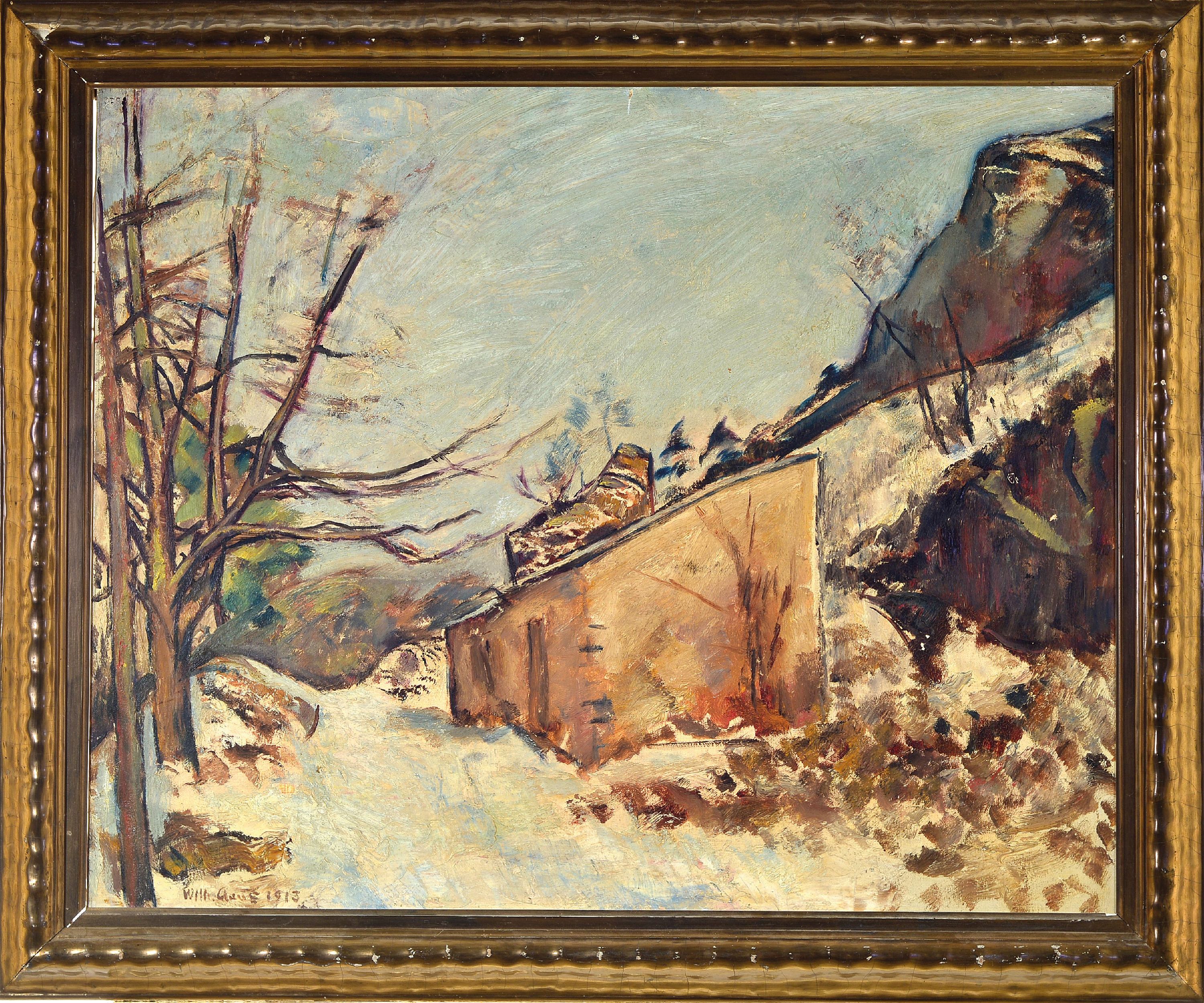 Detail k: Wilhelm Claus, 1882 - 1914, Winterlandschaft, Öl/Lwd, signiert und dat. 1914, ca. 65 x 80 cm, kleinere Leinwandschäden, Rahmen l. besch.