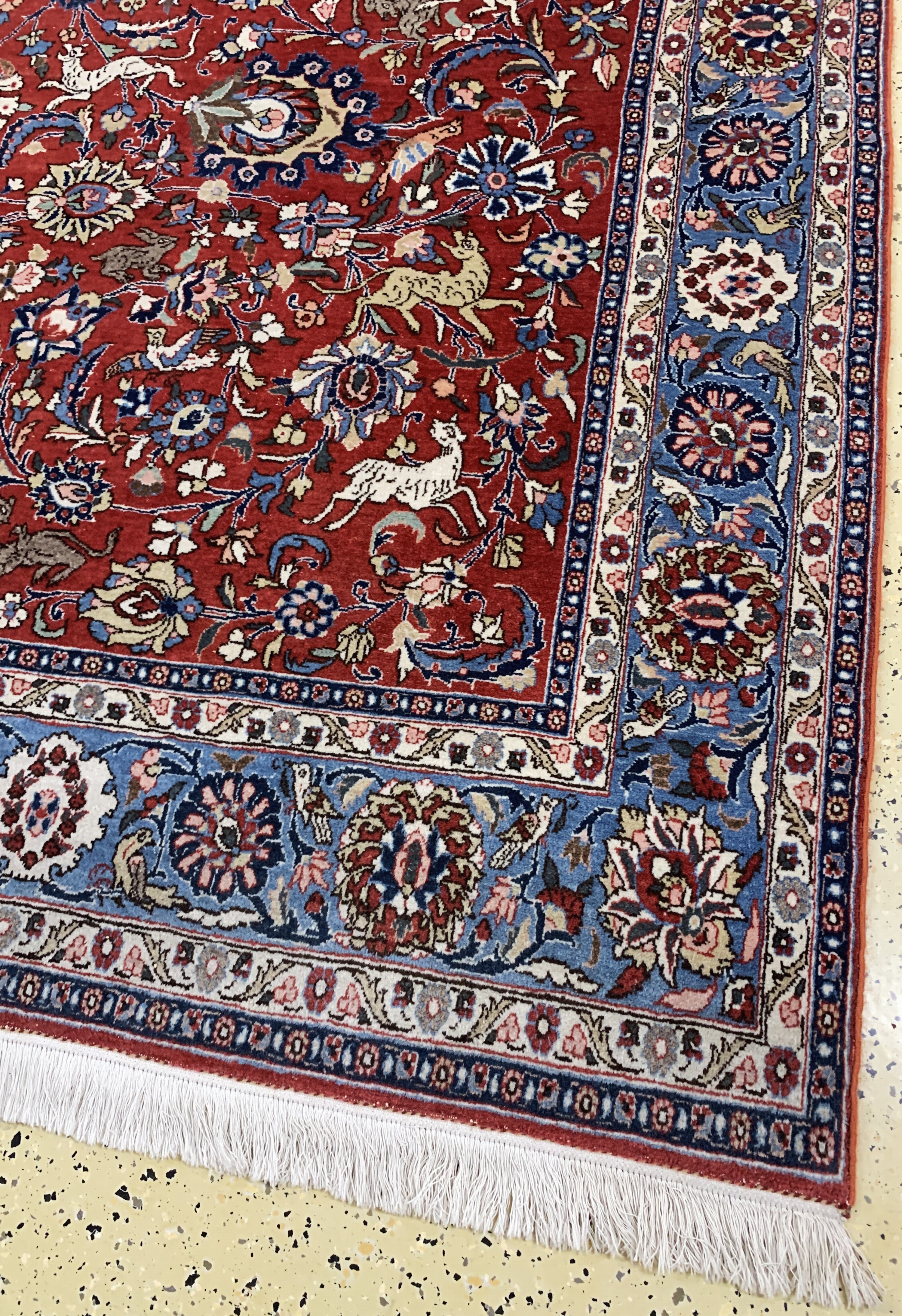 Detail a: Ghom Kork, Persien, Anfang 20.Jhd, Korkwolle auf Baumwolle, ca. 341 x 227 cm, EHZ: 2-3