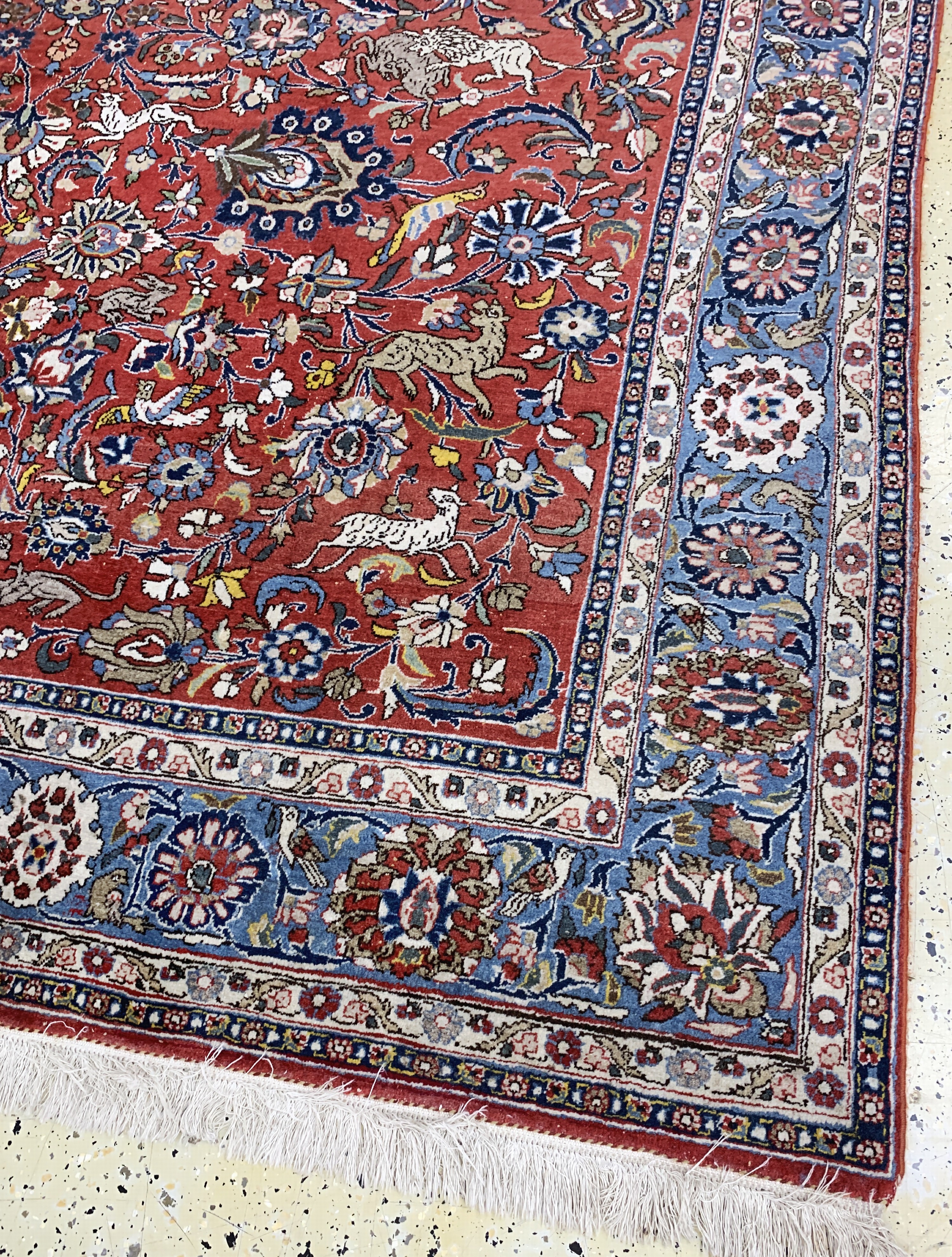 Detail d: Ghom Kork, Persien, Anfang 20.Jhd, Korkwolle auf Baumwolle, ca. 341 x 227 cm, EHZ: 2-3