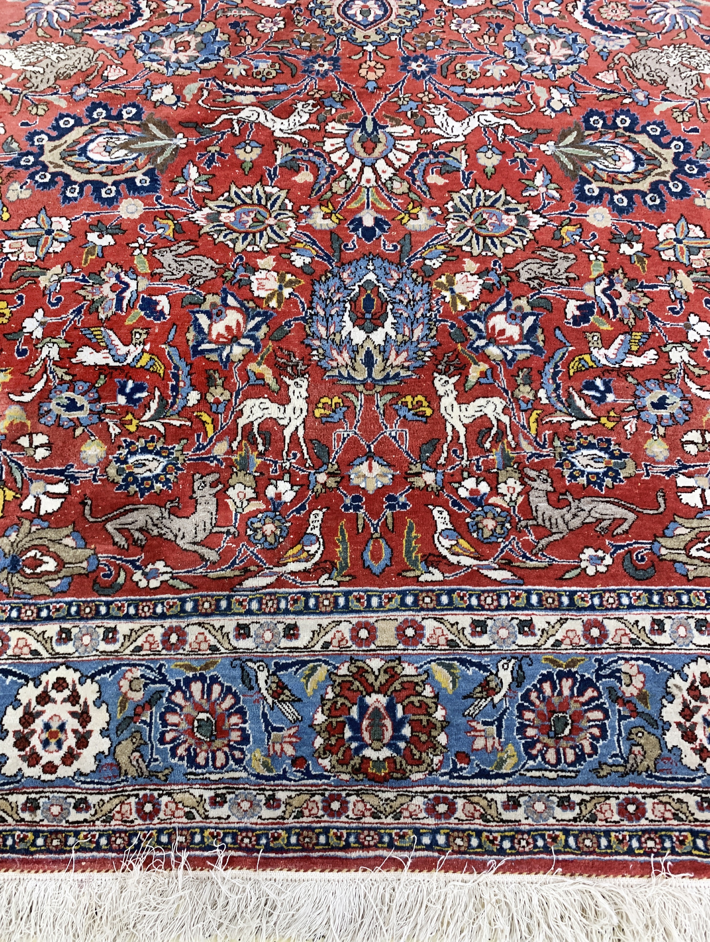 Detail e: Ghom Kork, Persien, Anfang 20.Jhd, Korkwolle auf Baumwolle, ca. 341 x 227 cm, EHZ: 2-3