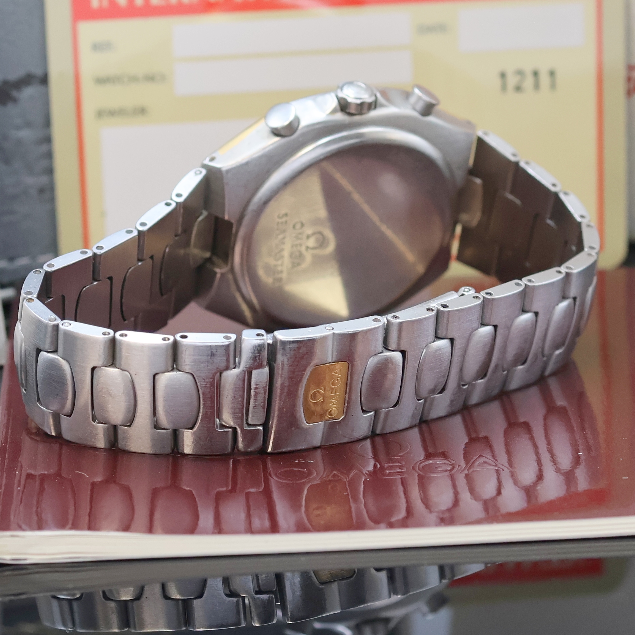 Detail c: OMEGA Seamaster Polaris auf 3000 Stück limitierter Olympia-Armbandchronograph Albertville 1992 Referenz 386.1031.1, Schweiz um 1992, zu Ehren 60 ...