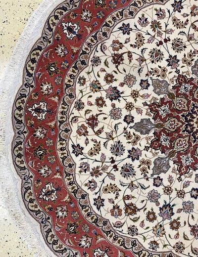 27019134b - Täbriz fein, Persien, Ende 20.Jhd., Korkwolle mit Seide, Durchm. 204cm, EHZ: 2 ...