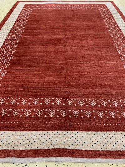 27019195e - Gabbeh, Indien, Ende 20.Jhd., Wolle auf Wolle, ca. 216 x 147 cm, EHZ: 1-2 Schätzpreis: ...