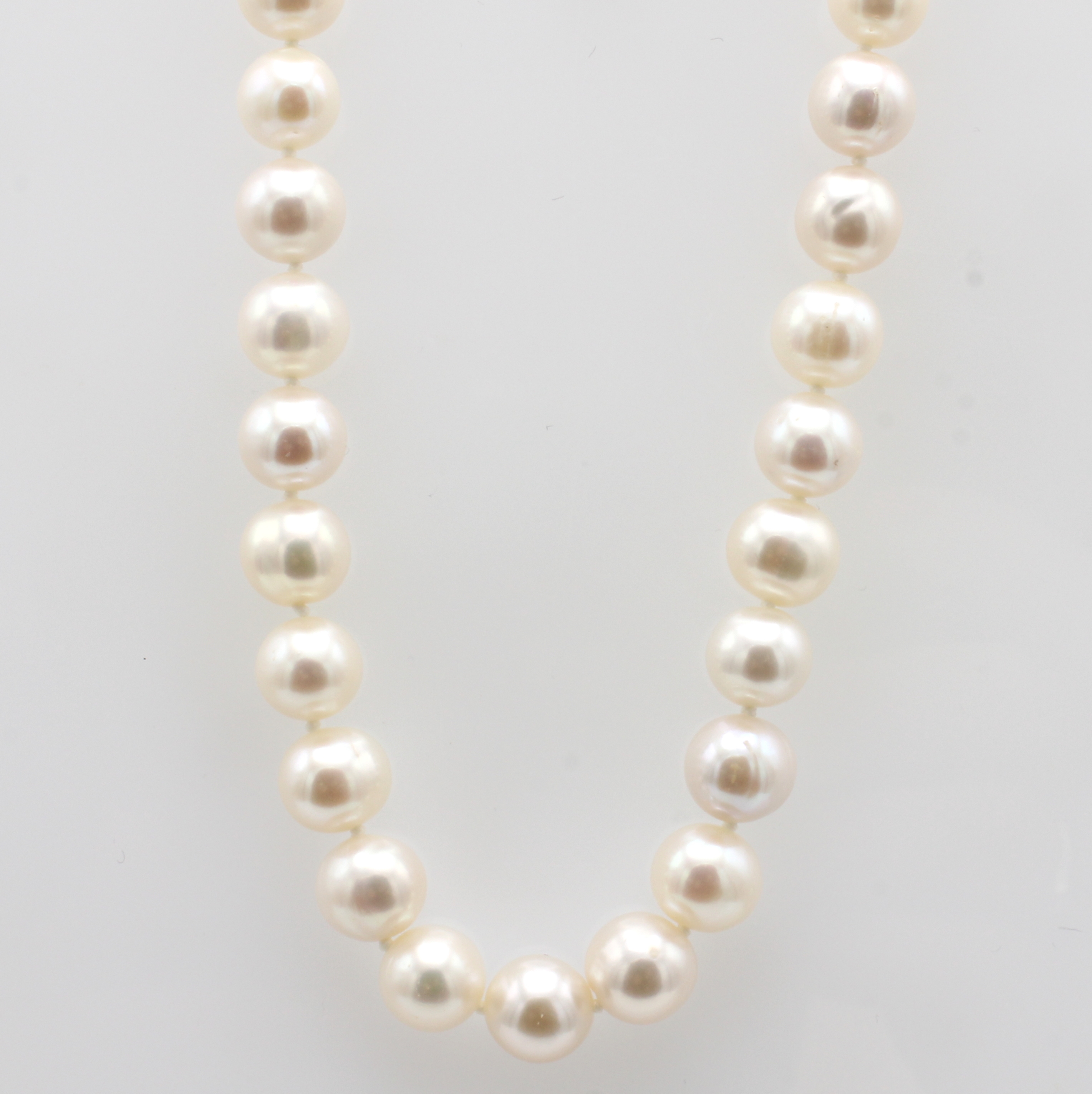 Image 27019250 - Süßwasserzuchtperlenkette, Schließe 925er Silber, z.T. rhod., weiße Perlen, D. ca. ...