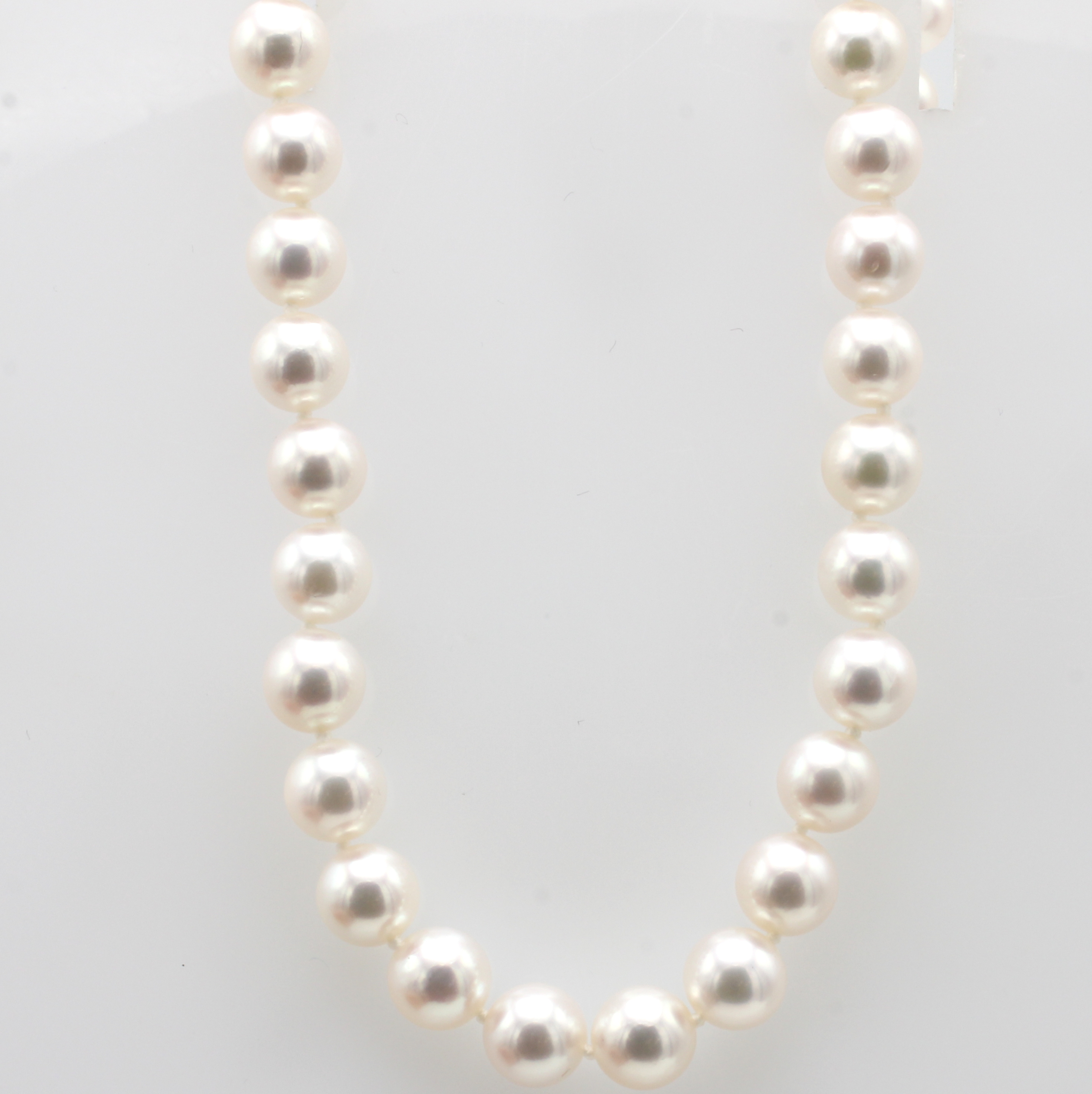 Image 27019252 - Akoyazuchtperlenkette, Kugelschl. GG 585/000, weiße Perlen, D. ca. 7,5-8 mm, L. ca. 45 ...