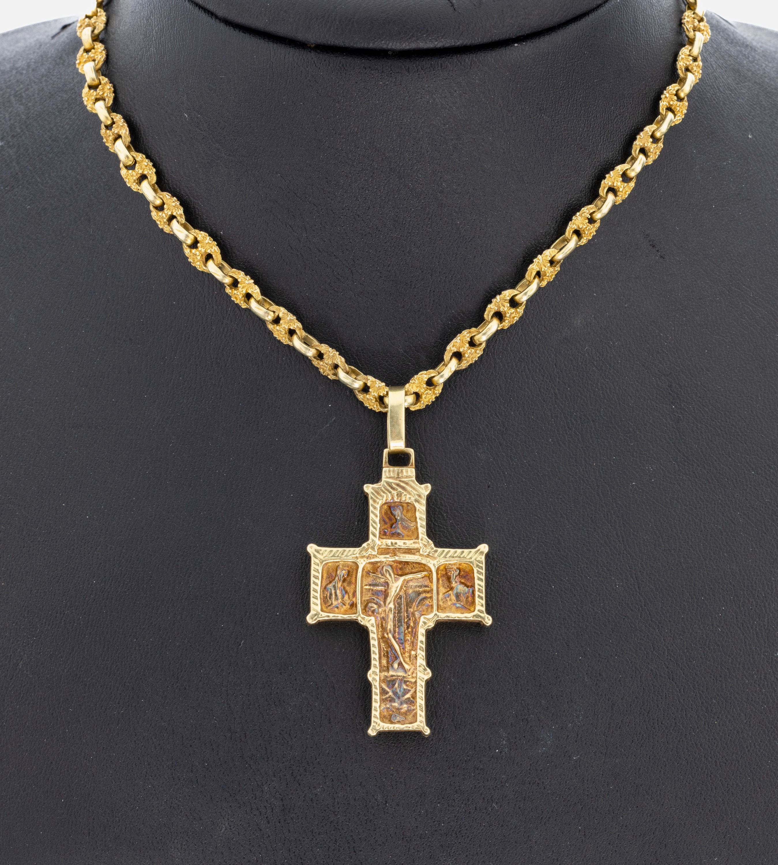 Image 27019307 - 14 kt Gold Kreuz-Anhänger, GG 585/000, Kreuz mit christlichen Darstellungen, ca. 5 x ...