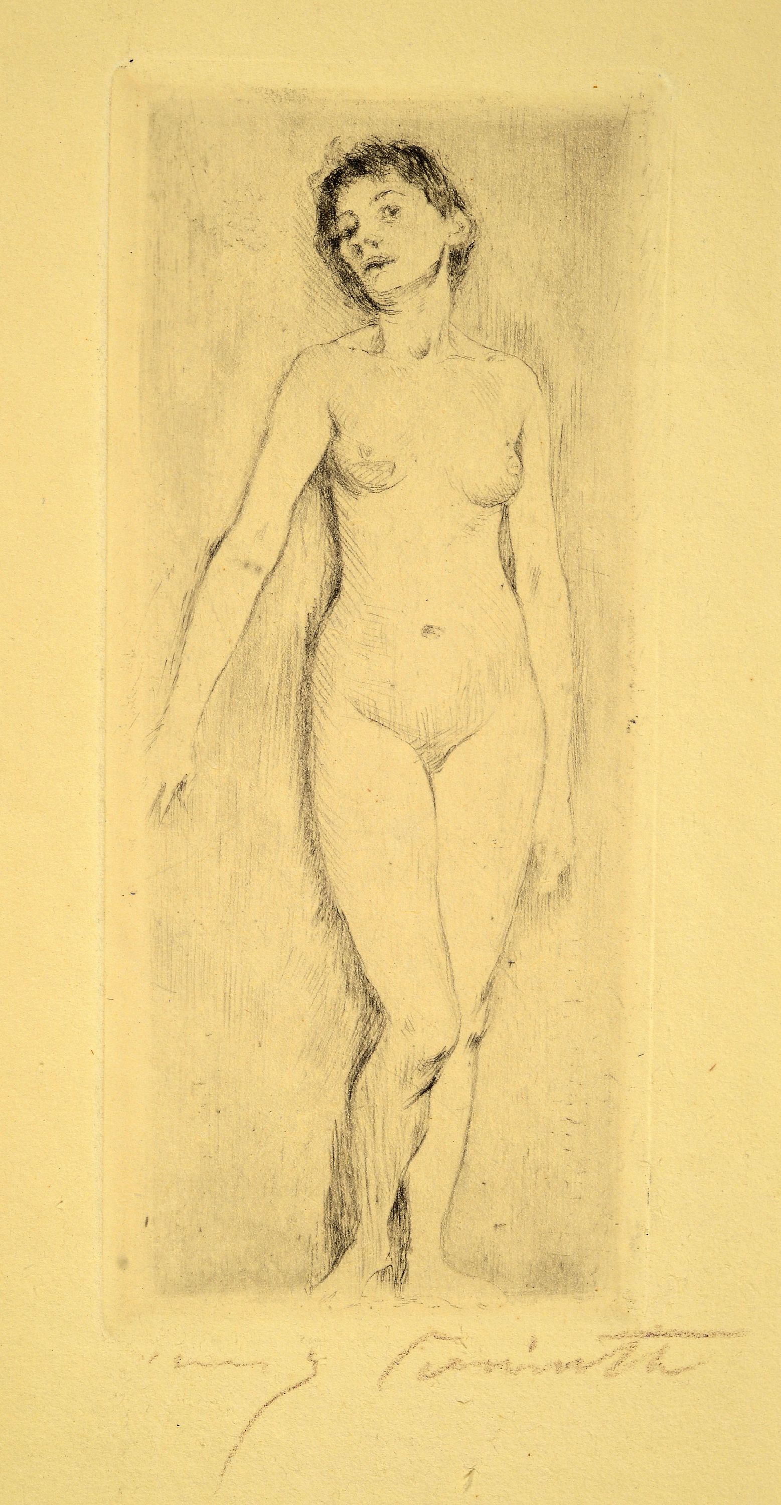 Image 27019350 - Lovis Corinth, 1858 Tapiau-1925 Zandvoort, stehender weiblicher Akt, Radierung, unten ...