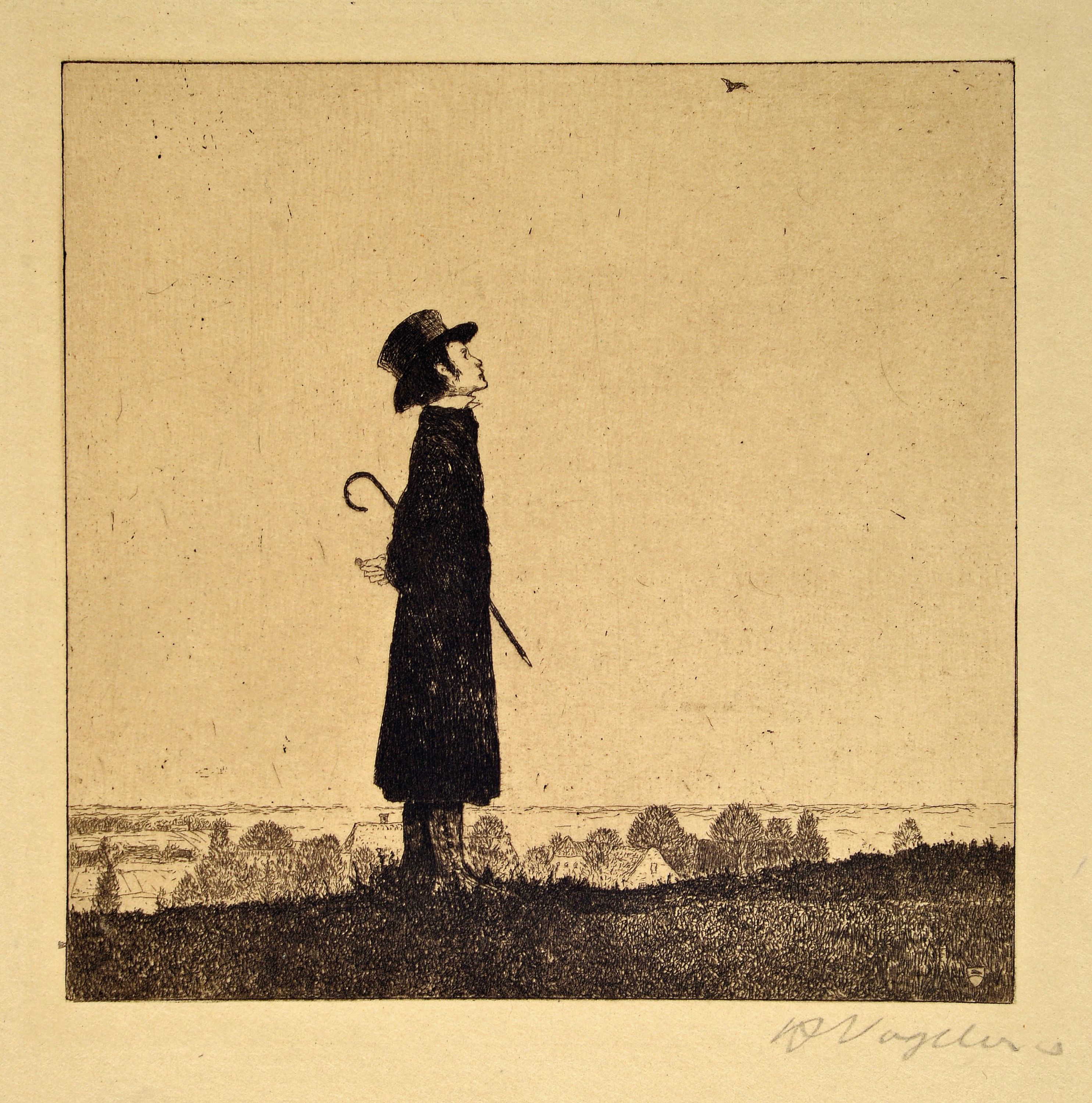 Image 27019351 - Heinrich Vogeler, 1872 Bremen-1942 Karaganda, Die Lerche (Selbstbildnis), Radierung von ...