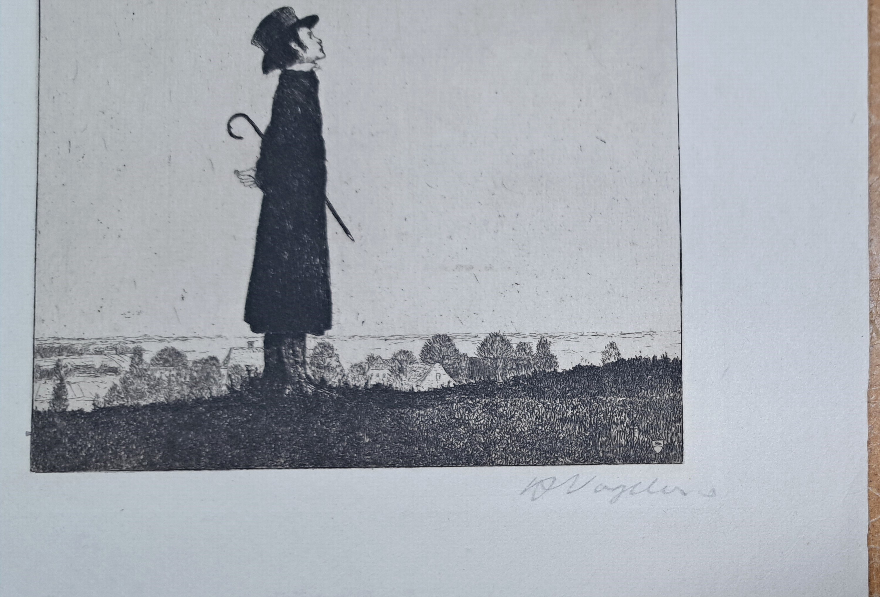 Detail b: Heinrich Vogeler, 1872 Bremen-1942 Karaganda, Die Lerche (Selbstbildnis), Radierung von 1899, handsign., leicht gebräunt, ca. 14x14, Abb. in: Rief, ...
