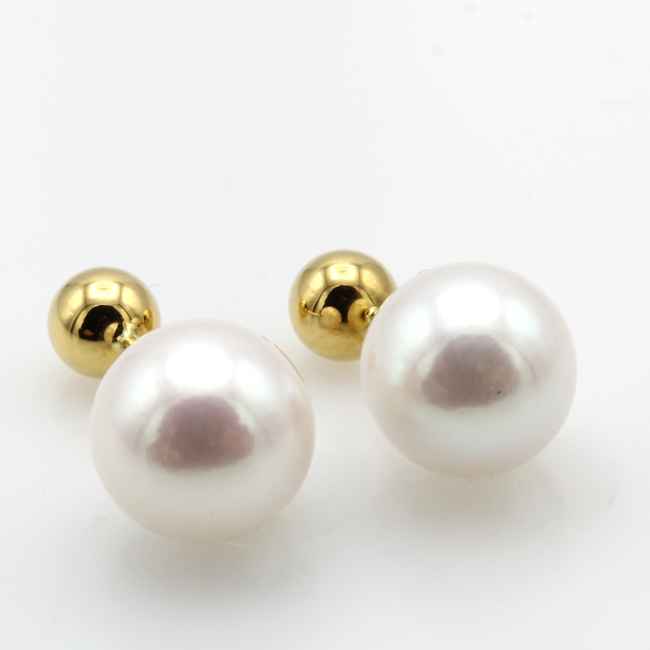 Image 27019471 - Paar Ohrstecker mit Süßwasserzuchtperlen ´double face´, GG 750/000, weiße Perlen, D. ...