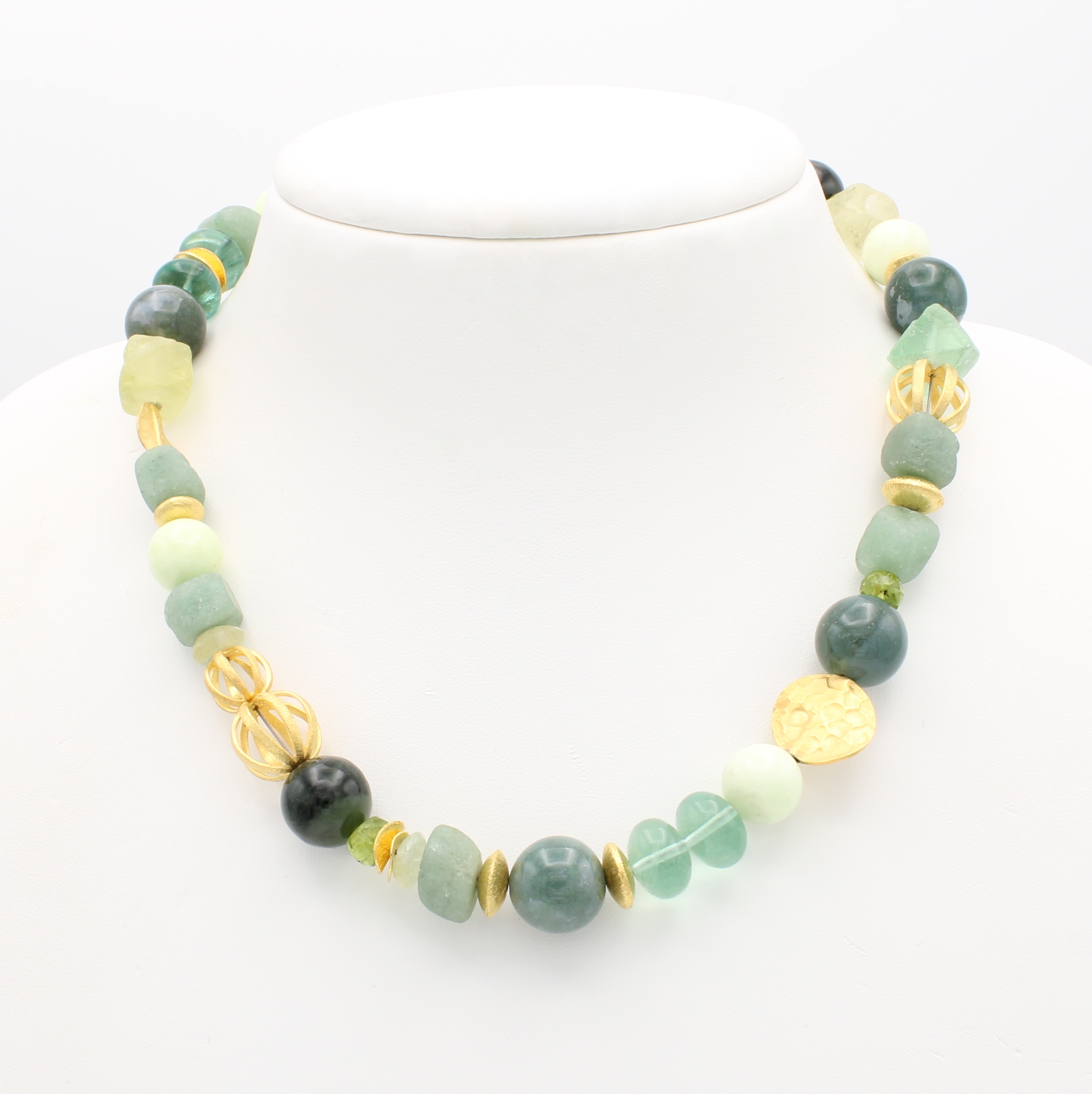 Image 27019524 - Collier aus versch. Halbedelsteinen, Schließe u. Zwischenteile Silber verg., Achate und ...