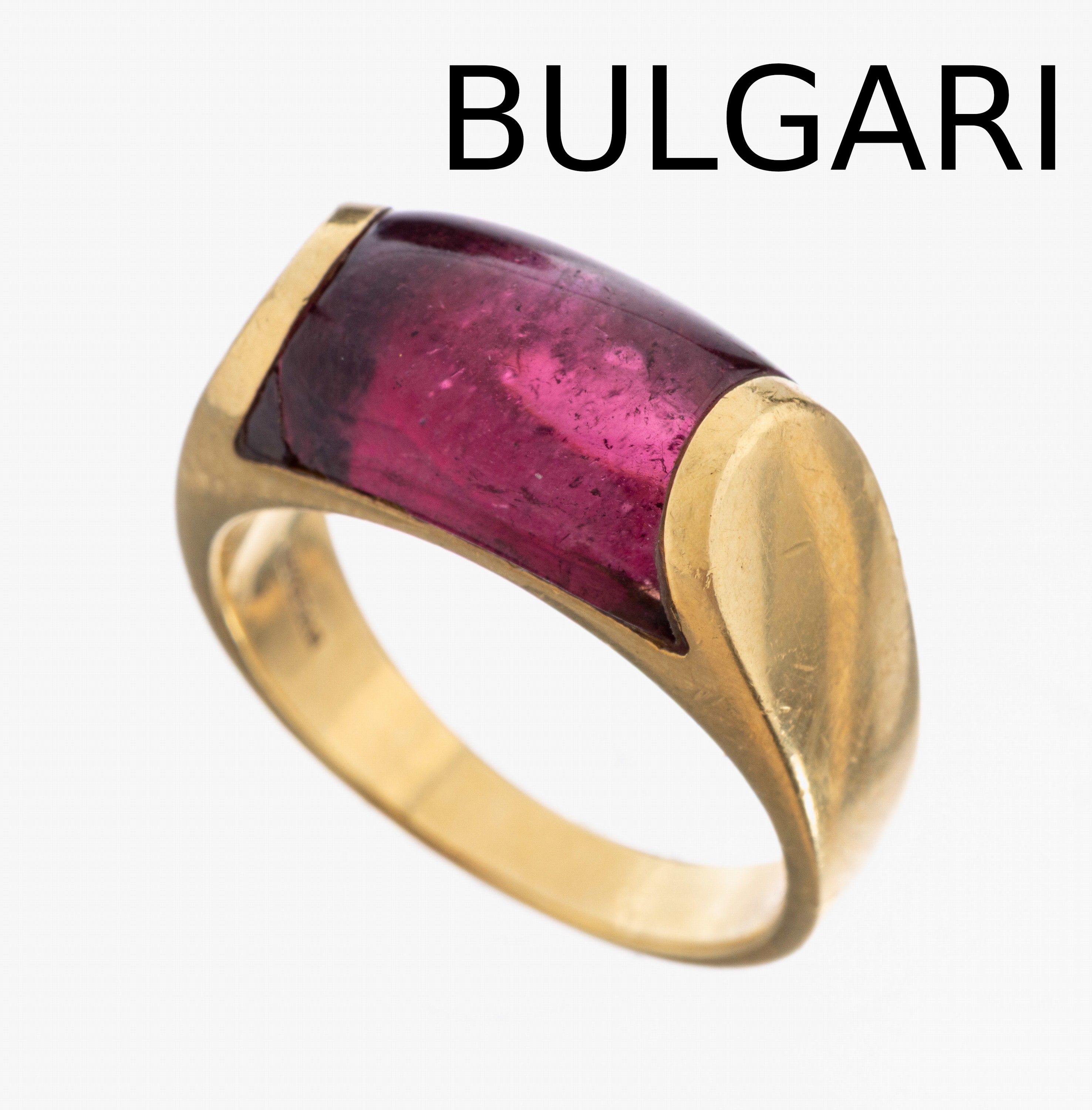 Image 27019667 - 18 kt Gold BULGARI Turmalin-Ring, GG 750/000, Turmalin-Cabochon ca. 4.00 ct, RW 53,ca. ...