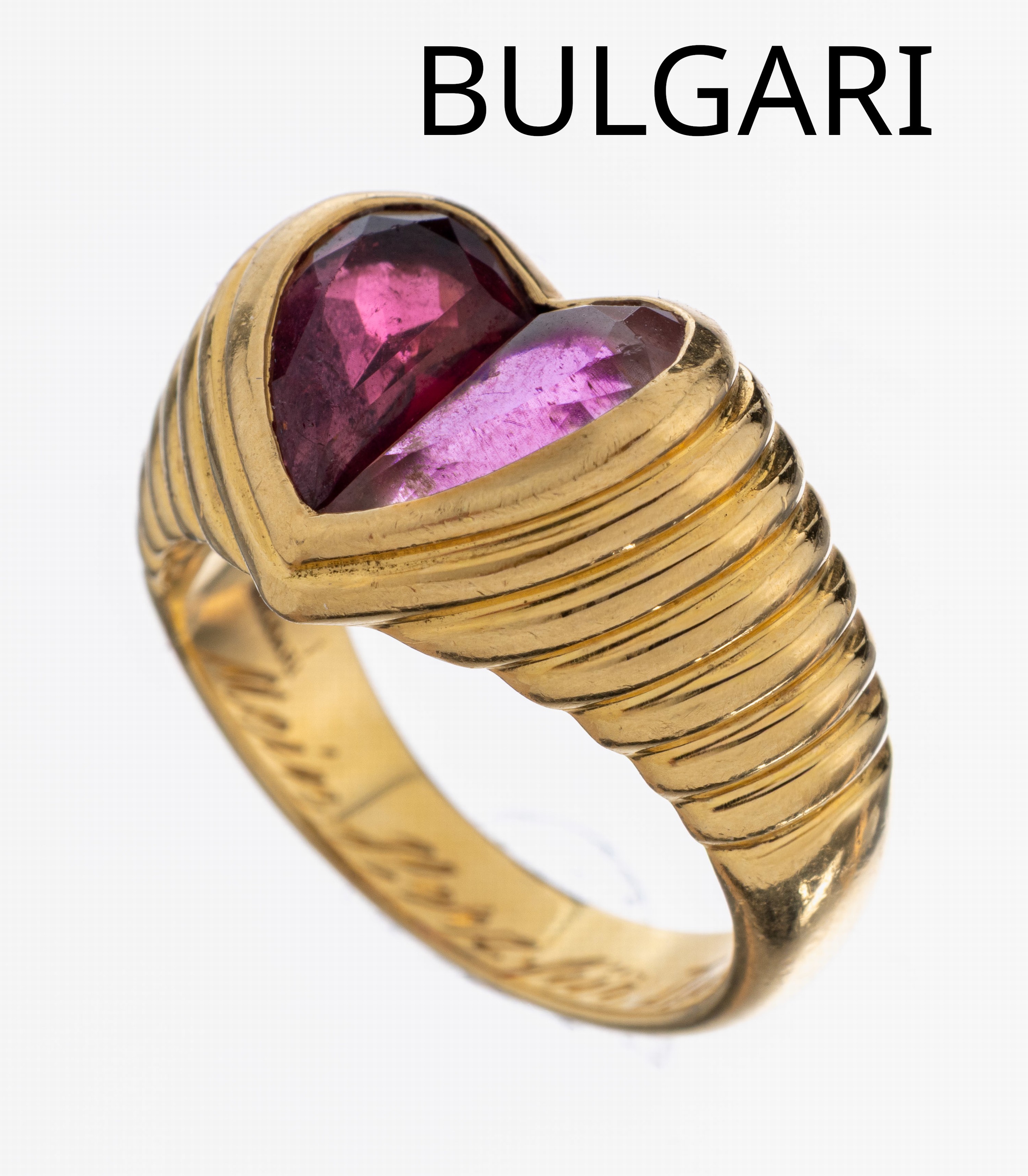 Image 27019668 - 18 kt Gold BULGARI Turmalin-Ring, GG 750/000, facett. Rubellite zus. ca. 2.00 ct, ...