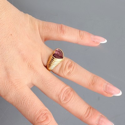 27019668g - 18 kt Gold BULGARI Turmalin-Ring, GG 750/000, facett. Rubellite zus. ca. 2.00 ct, ...