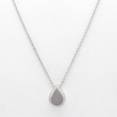 27019677a - Collier mit Brillanten, WG 585/000, tropfen-förm. Anhänger bes. m. Brill. zus. ca. ...