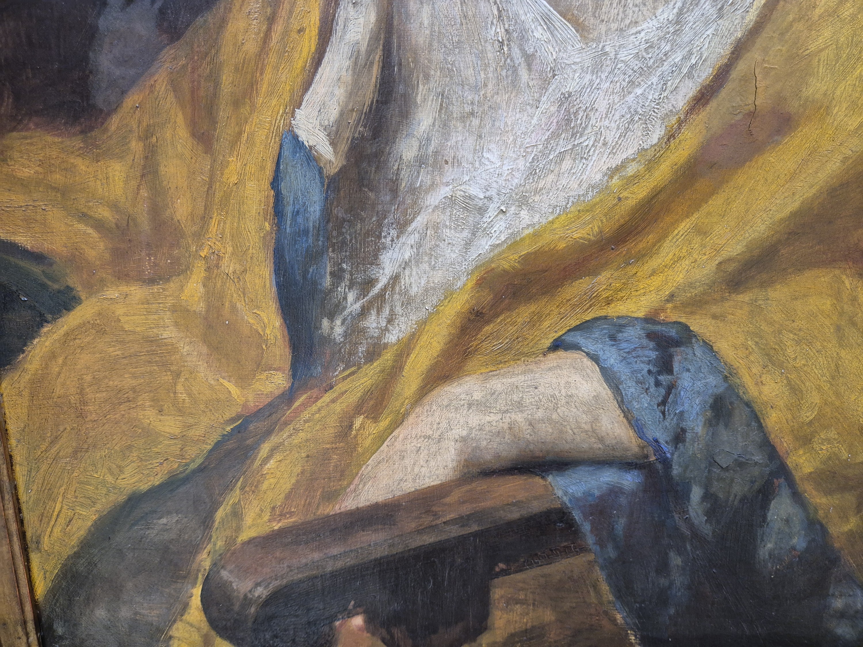 Detail b: Felix Possart, 1837-1928 Berlin, Porträt einer jungen Frau, Öl/Lwd, rest., rechts unten sign., links oben bezeichnet: Auguste Vittali geb. Ditt, ...