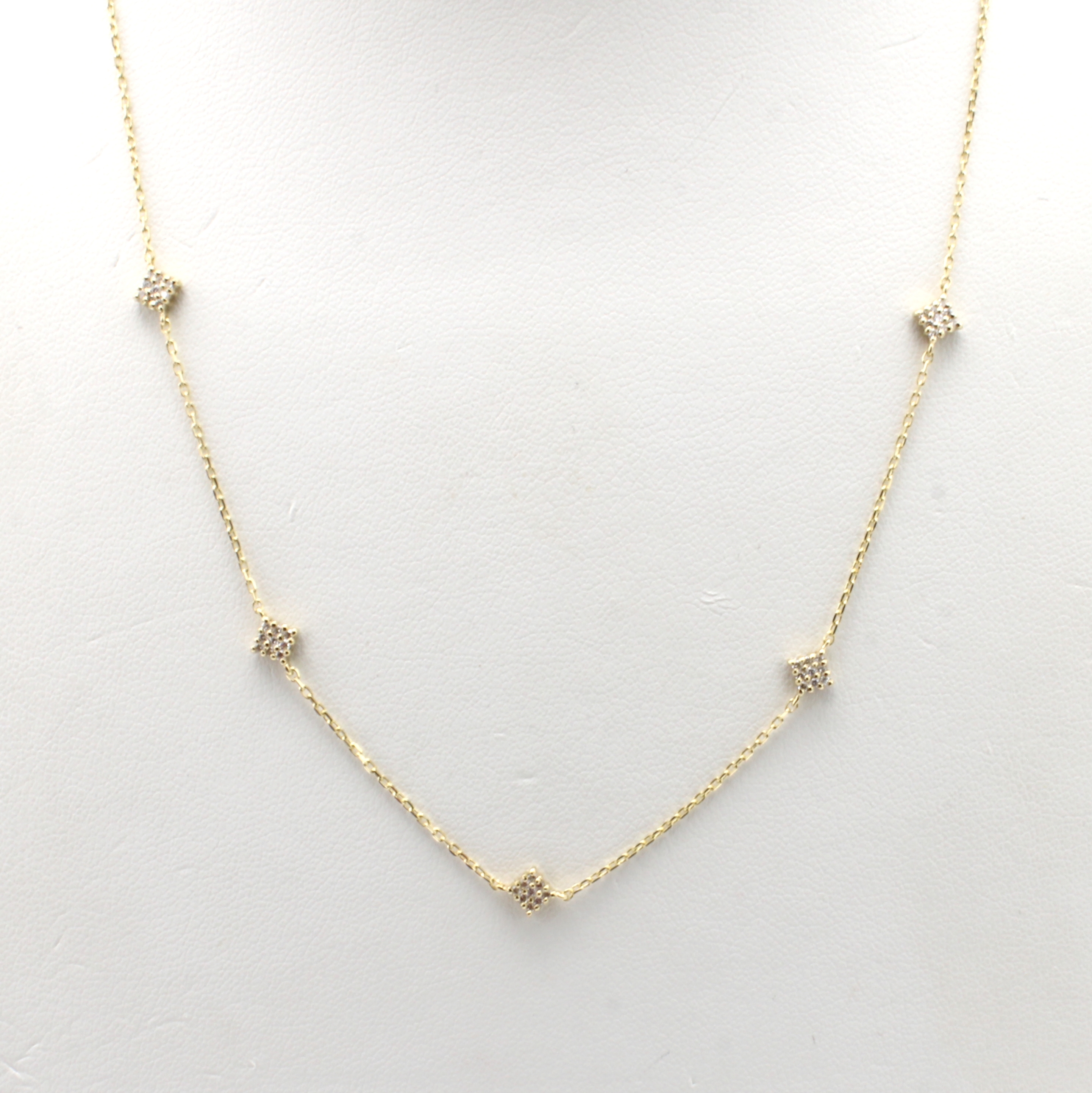 Image 27019734 - Collier mit Brillanten, GG 585/000, 5 rautenförm. Elemente beidseitig bes. m. ...